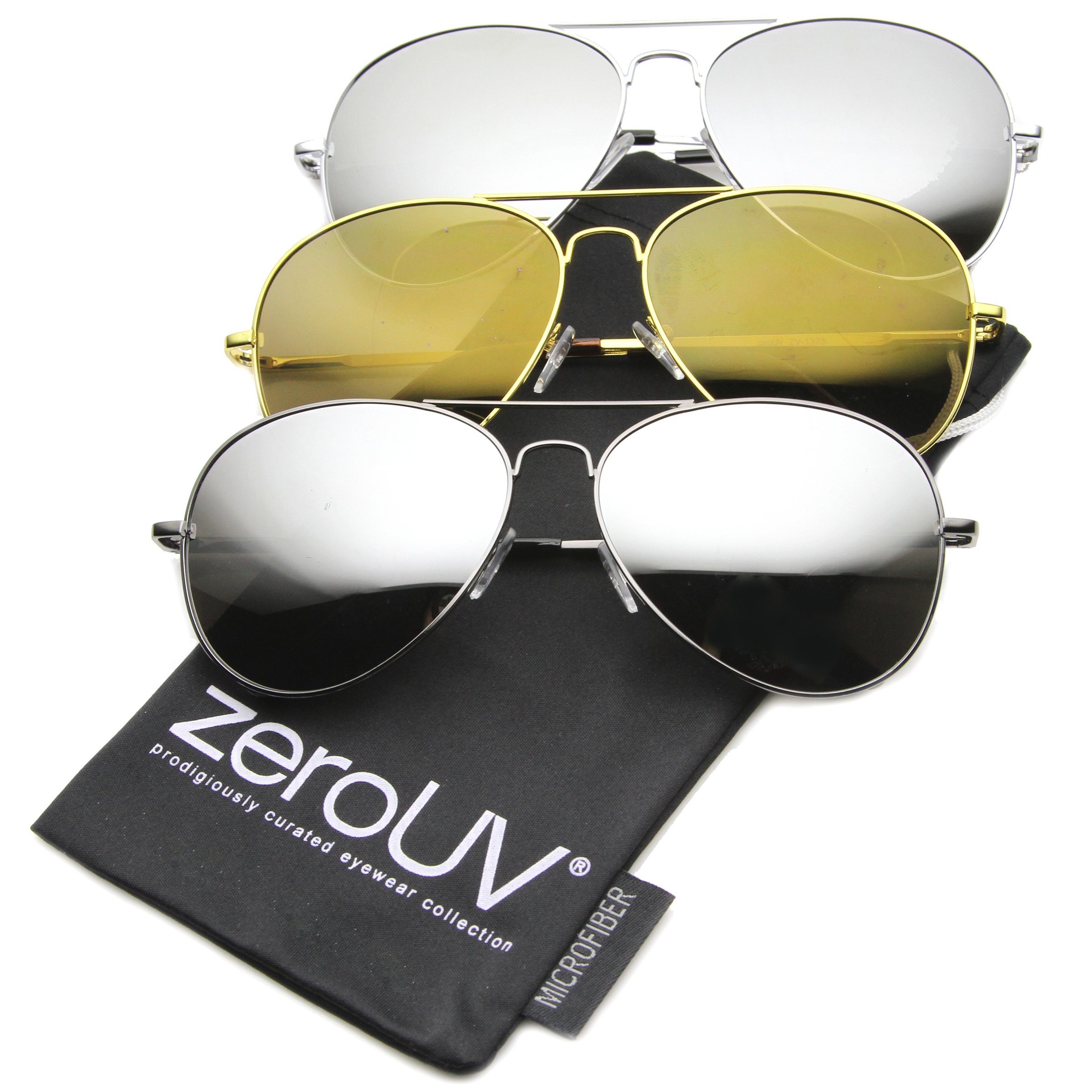 zeroUV Mirrored Aviator Sunglasses for Men Women Military Sunglasses