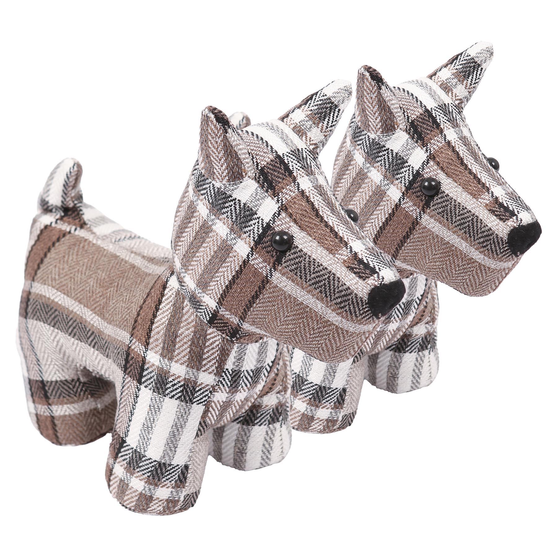 Nicola Spring Bentley The Dog Door Stop - 30 x 24cm - Brown - Pack of 2 - Indoor Vintage Interior Decorative Animal Weighted Door Stopper for Home, Office Doors