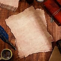 Vista 7 de Harloon 100 piezas de papel de acuarela de algodón vintage de aspecto antiguo, cartulina en blanco de 200 GSM grueso con borde deckle anticuado