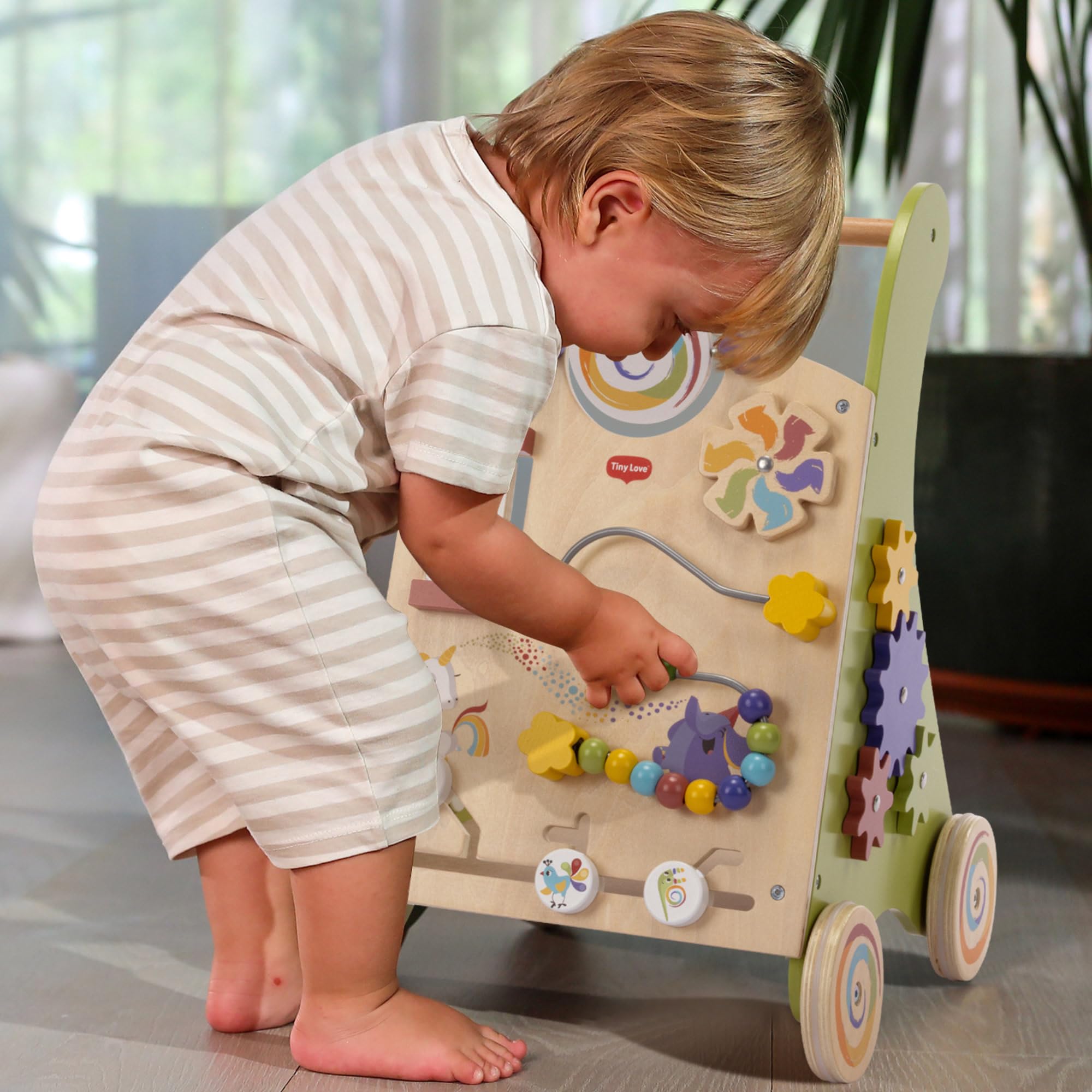 Tiny Love Drewniany Interaktywny Chodzik, Chodzik Edukacyjny 2 w 1, 12 Interaktywnych Zabaw, Rozwija Zdolności Motoryczne, Rozwój Poznawczy, Naturalna Konstrukcja, od 18 Miesięcy, Born To Party