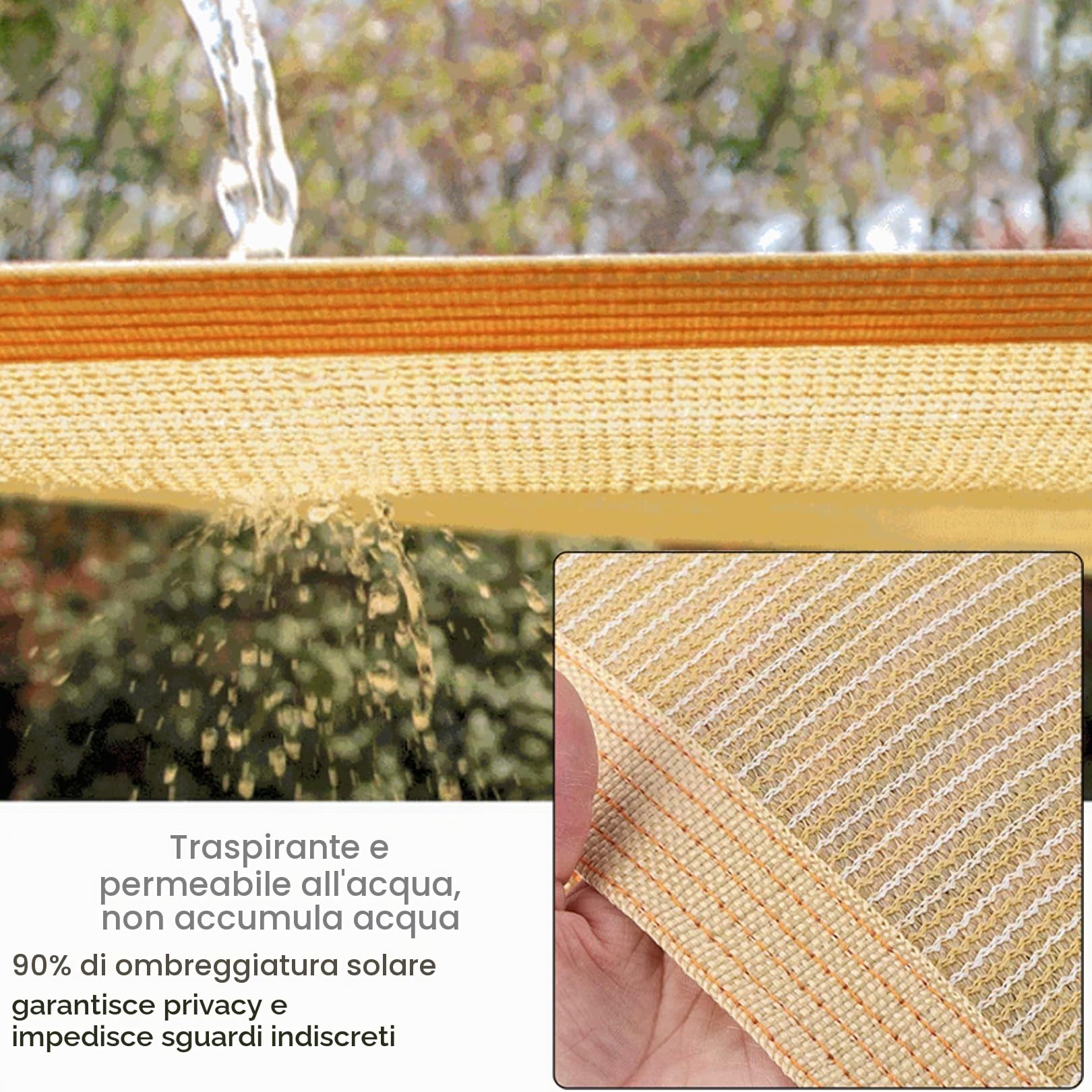 Telo Ombreggiante Beige 3x4m HDPE Rete Parasole con Occhielli | HDPE 90% Protezione UV Traspirante con Occhielli per Balcone, Terrazzo, Giardino, Serra - Effetto Raffreddamento per Estate