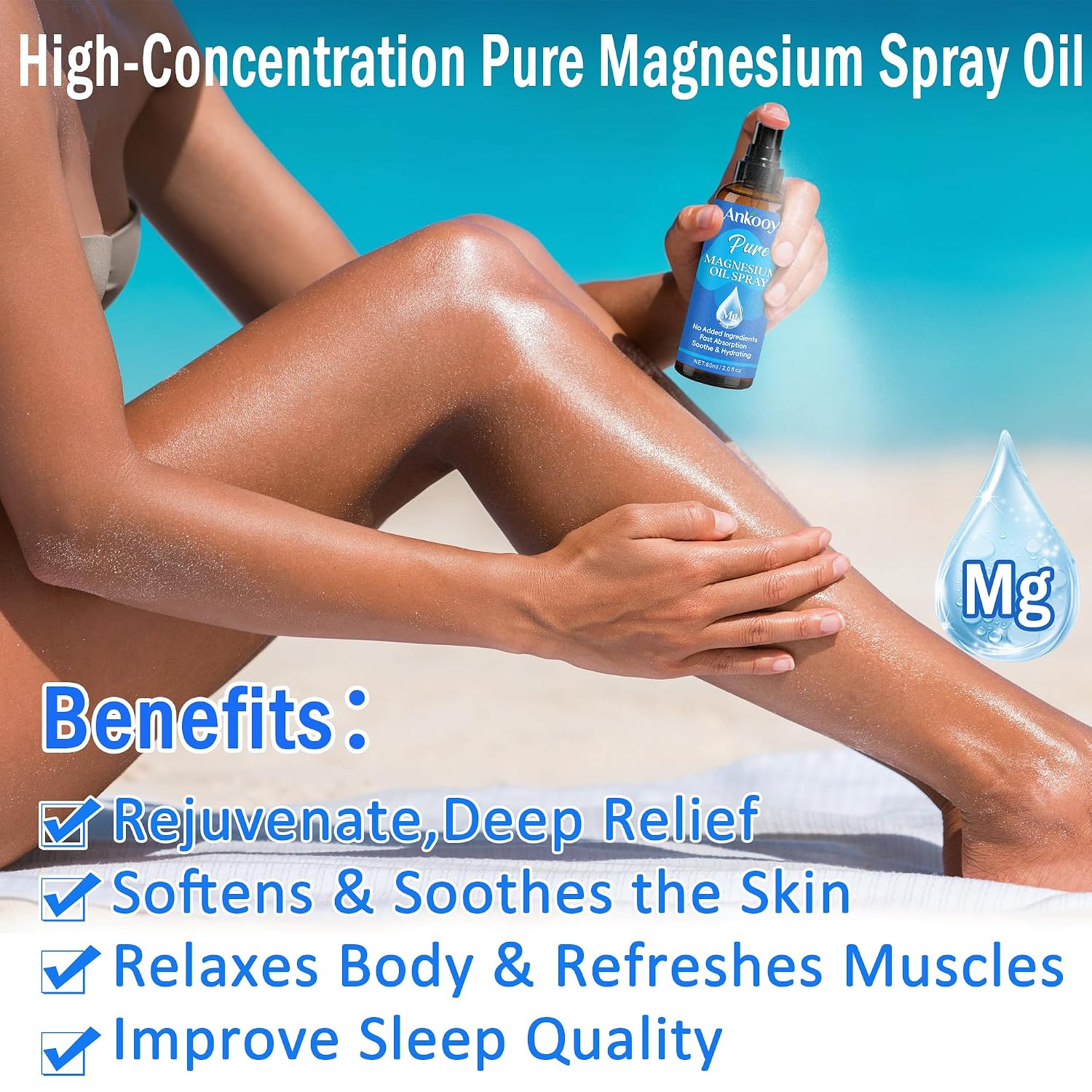 Magnesium Lotion & Pure Magnesium Spray for Feet,Leg,Sleep,Body,Magnesium Oil,Magnesium Chloride,Fast Absorbing,Magnesium Cream With Lavender+Arnica for Relaxation & Muscle Relief Self Care Gifts