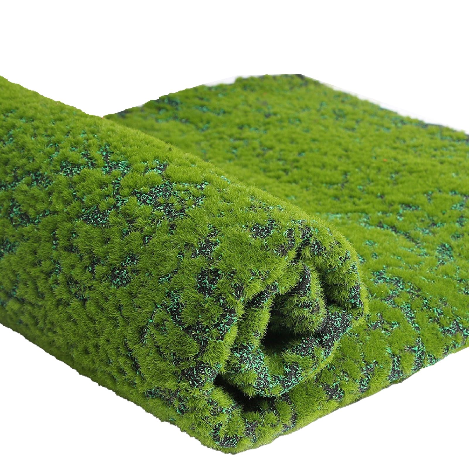 Porceosy Foldable Natural Green Faux Moss Grass Mat Table Runner, Artificial Fake Grass Pad for Living Room Indoor Planters DIY Crafts, Table Centerpieces Fairy Garden Wedding Decor Green Dot