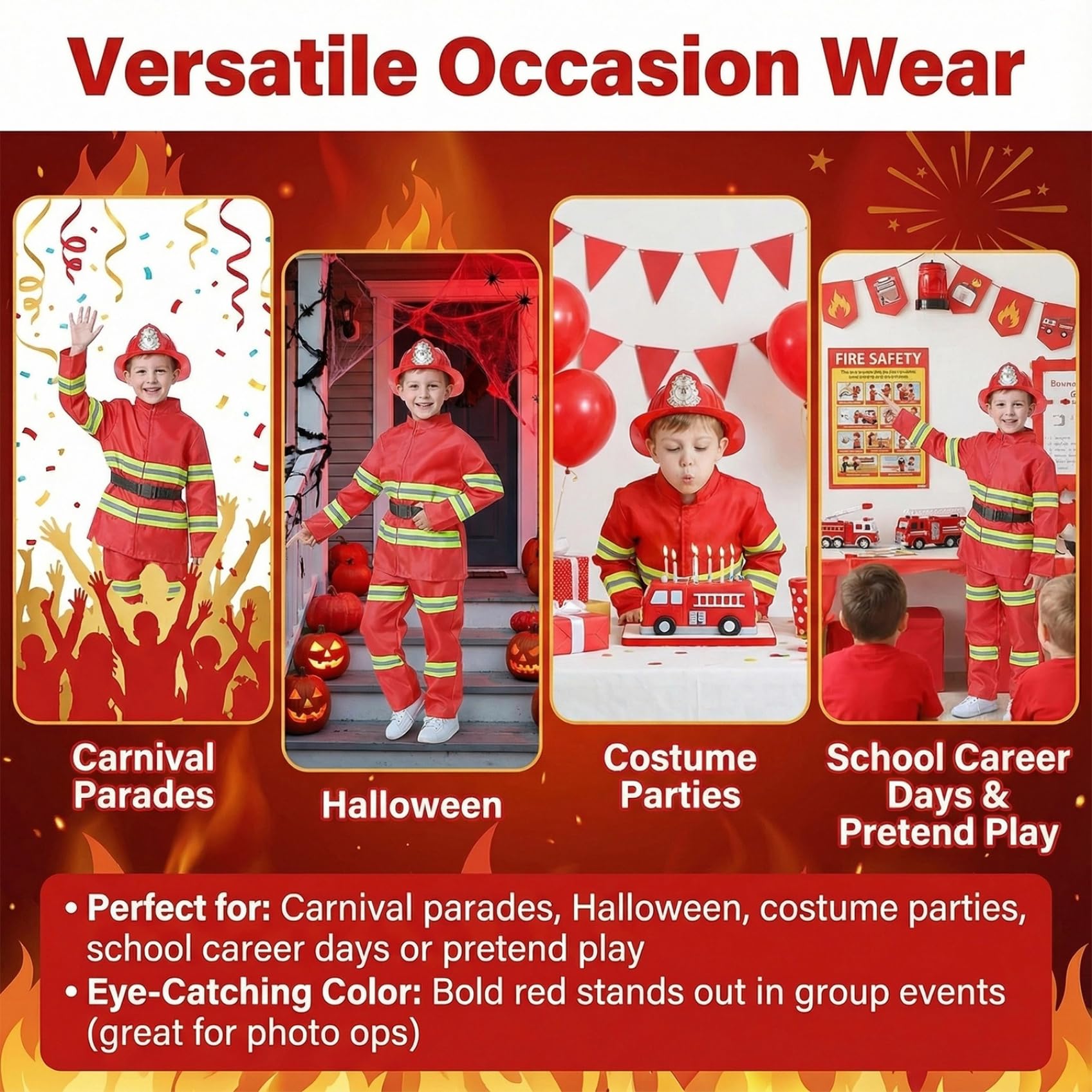 Costume da Pompiere per Bambini Costume da Pompiere da 8 Pezzi per Bambini con Casco di Sicurezza Cappello ed estintore per Ragazzi e Ragazze
