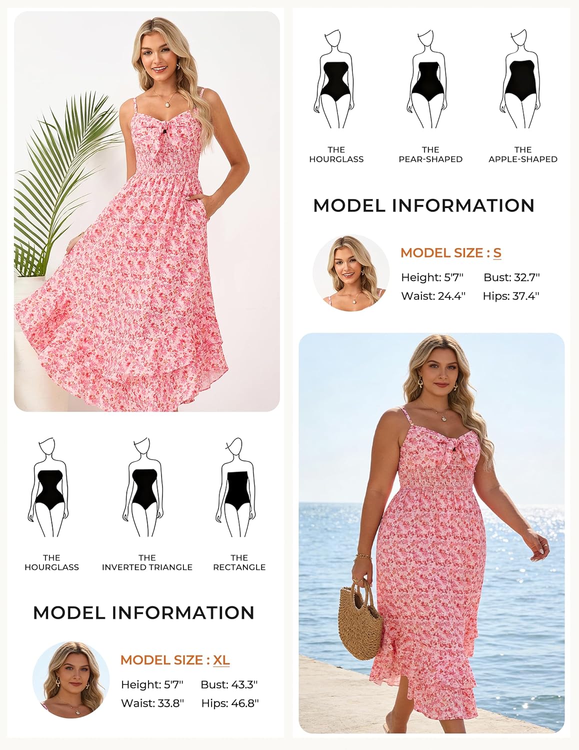 GRACE KARIN Womens Maxi Floral Sundresses Summer Beach Boho Dress Spaghetti Strap Dresses Casual Fashion Clothes with Pockets