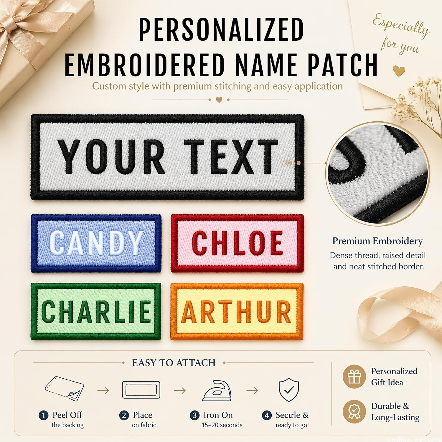 Custom Dog Harness Patches Personalized Name & Phone Number Patches for Dog Vest, Waterproof Removable Pet ID Labels Set of 2