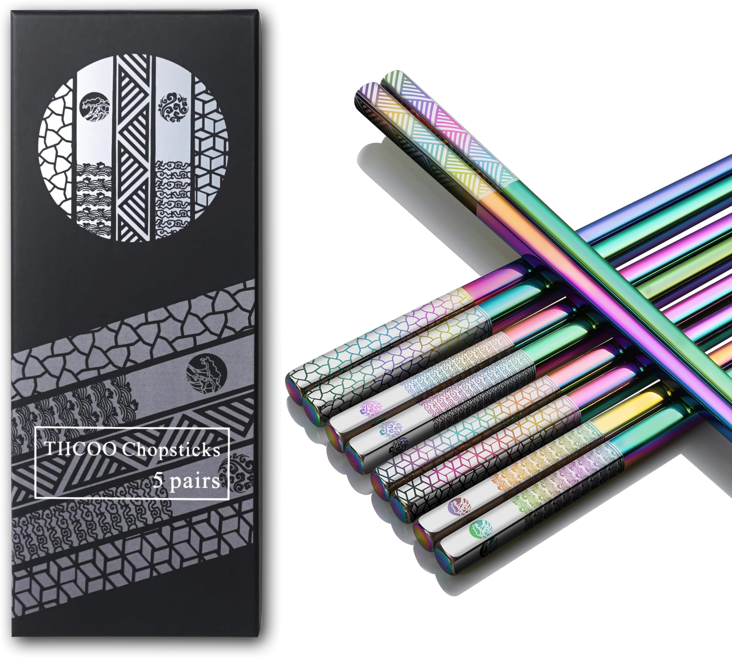 10 Paar Essstäbchen Set - Rutschfeste Sushi Stäbchen Aus Holz 24cm