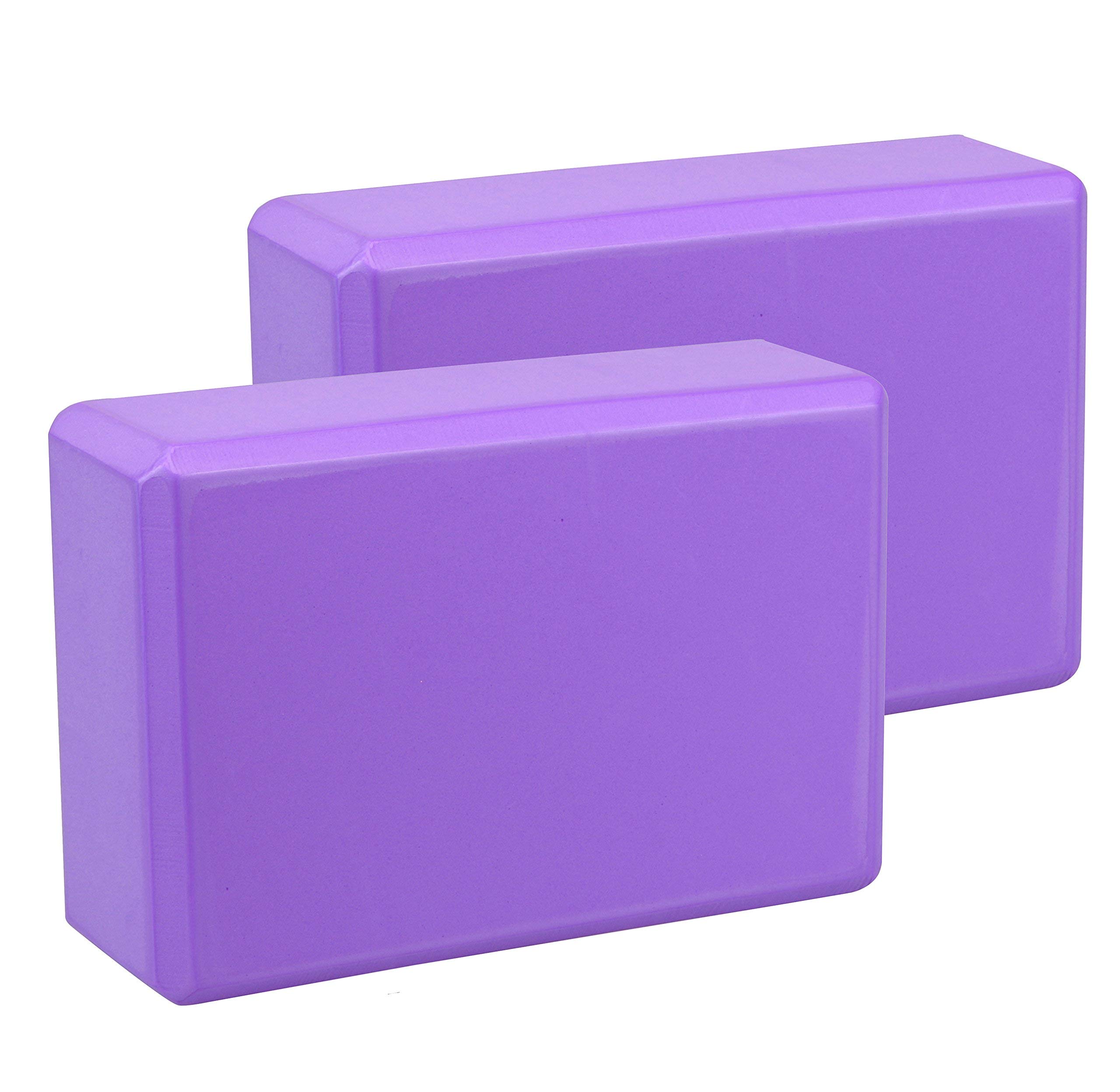 EXERZ Yoga Blocks 2pcs Gym Bricks -Comfortable Fitness Yoga Bricks, Anti-Slip, Lightweight and Travel Friendly Pilates Practice