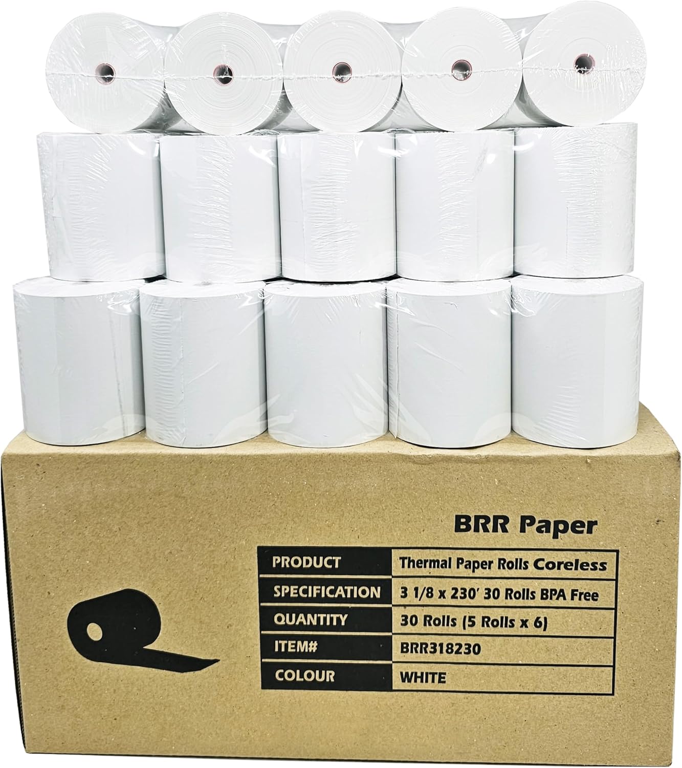 Clover Printer Paper 50 Rolls 3 1/8" X 230' Thermal Paper - BPA-Free, 50 GSM, Fits Clover, Star Micronics Printers BPA-free Thermal Paper 50 GSM - View #3