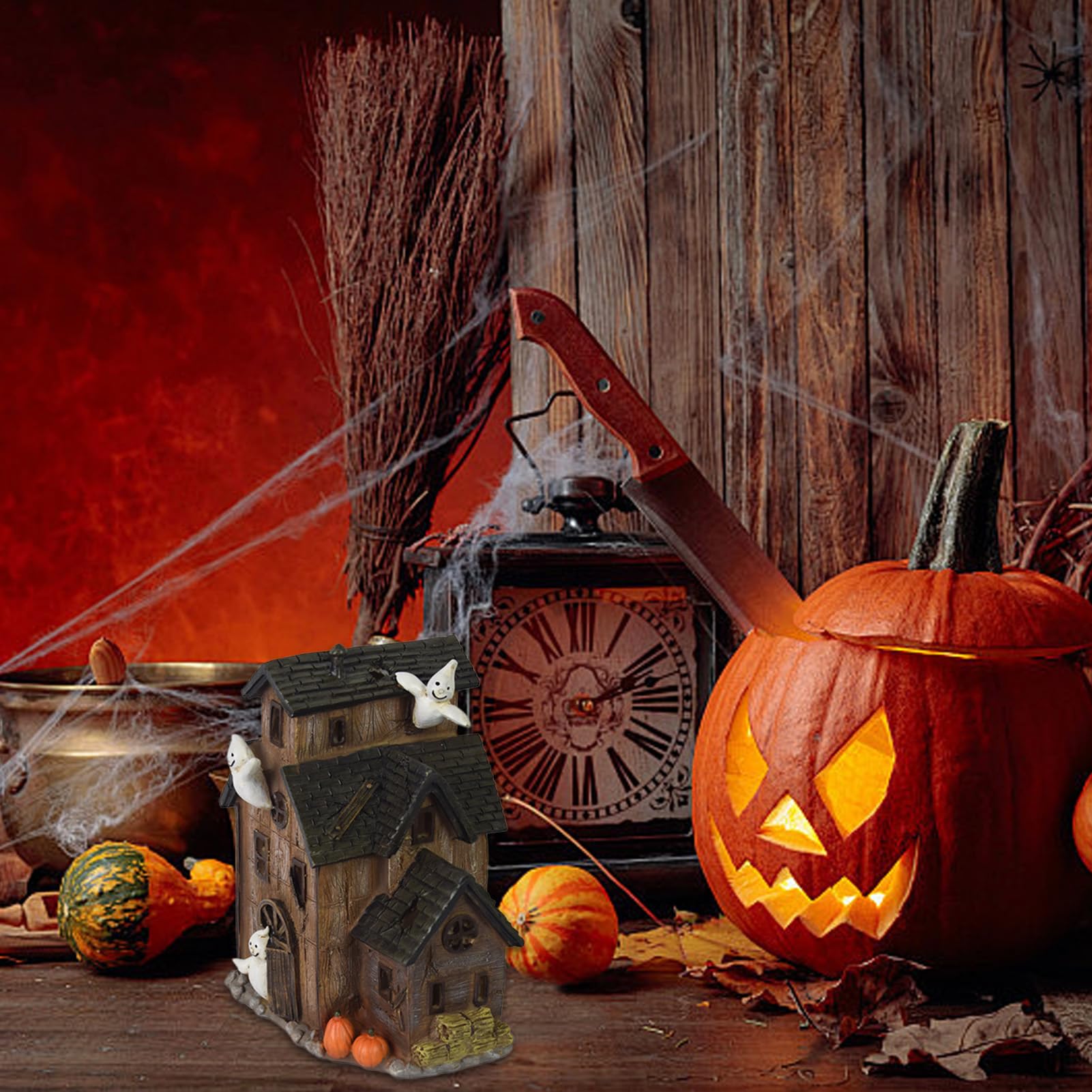 Nawiedzone domy wioski Dekoracje Halloweenowe, Straszne Ozdoby Na Stół | Podświetlany dom z nawiedzonej wioski na imprezy Do Sypialni, Salonu, Kuchni, Biurka, Stołu, Regału,