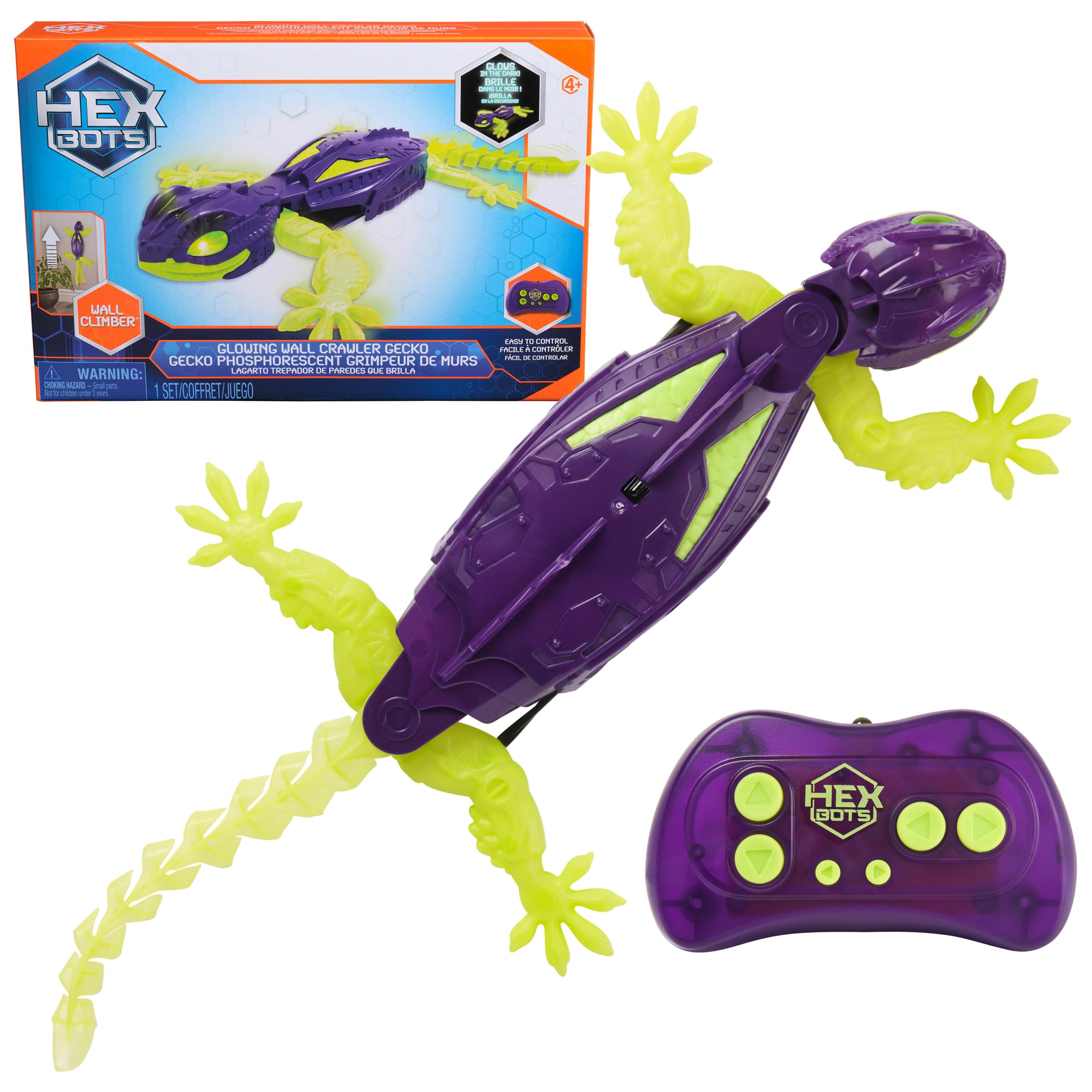 Amazon.com: HEX Bots Glow-in-The-Dark Gecko with Official Wall