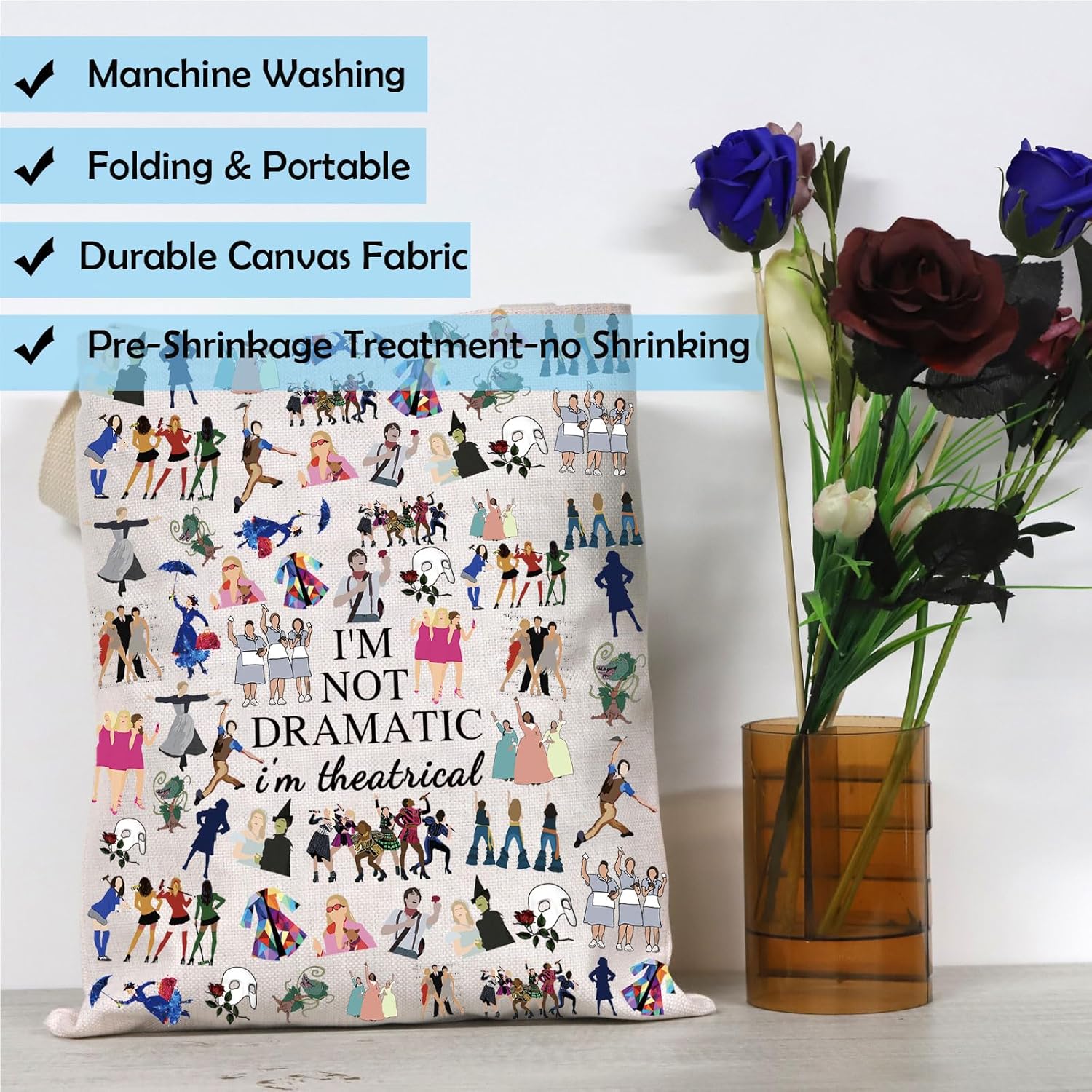 GJTIM Musical Gift Theatre Bag I'm Not Dramatic I'm Theatrical Musical Theatre Gift Zipper Pouch - Image 7