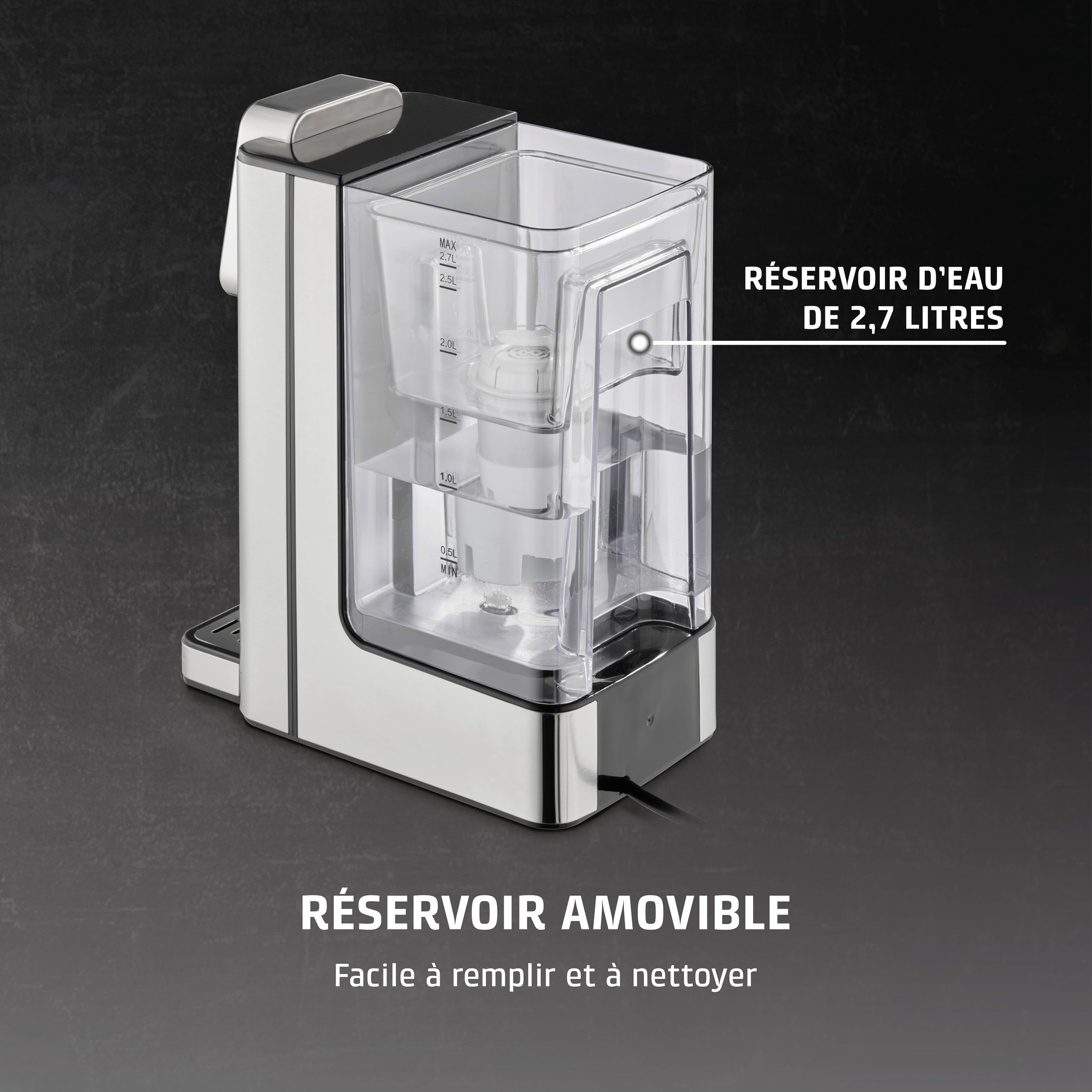 CASO HW 660 Distributeur d'eau chaude - de l'eau chaude en quelques secondes, économise jusqu'à 50% d'énergie, convient pour les aliments pour bébés, rappel de détartrage intégré