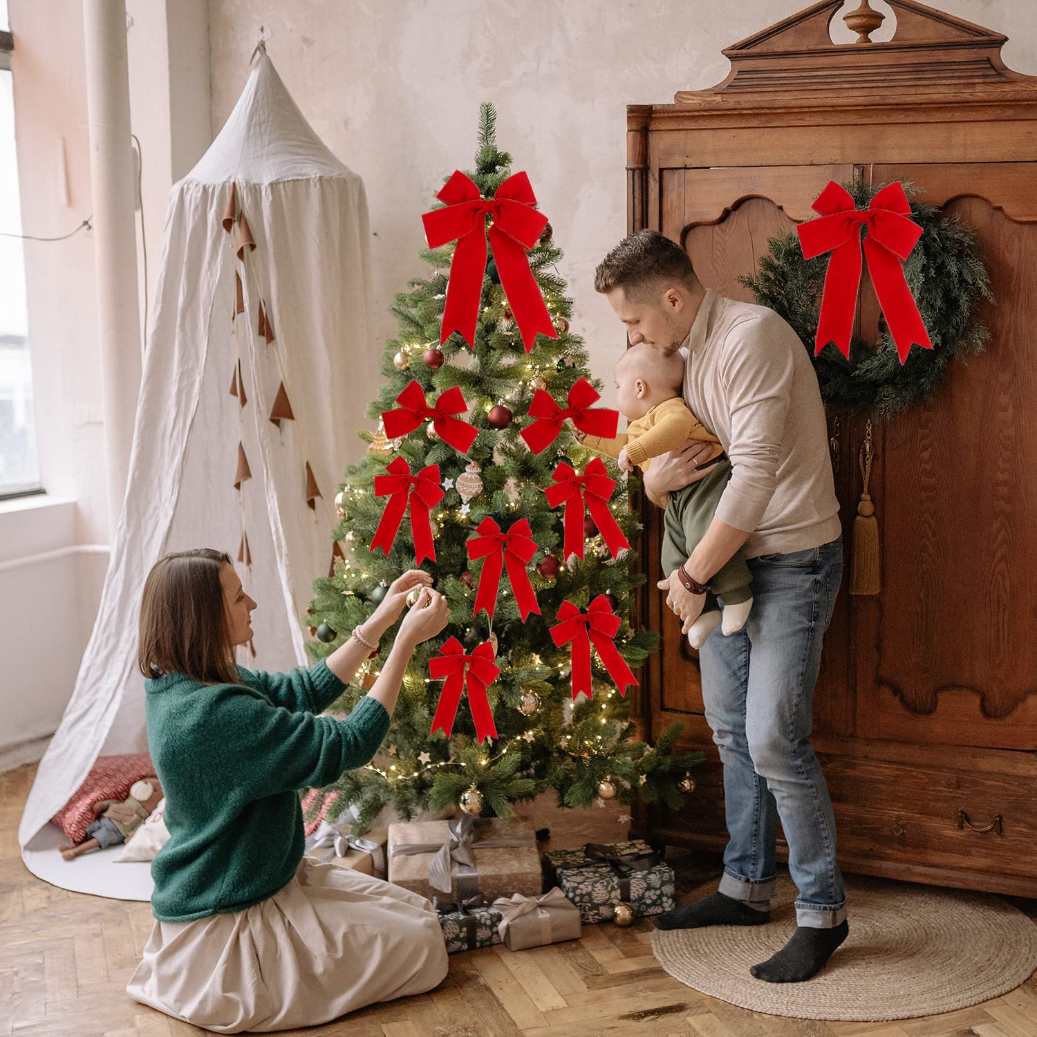 Lot De 2 Rouleaux De Ruban De Velours Rouge Vintage à Bords Larges Et à