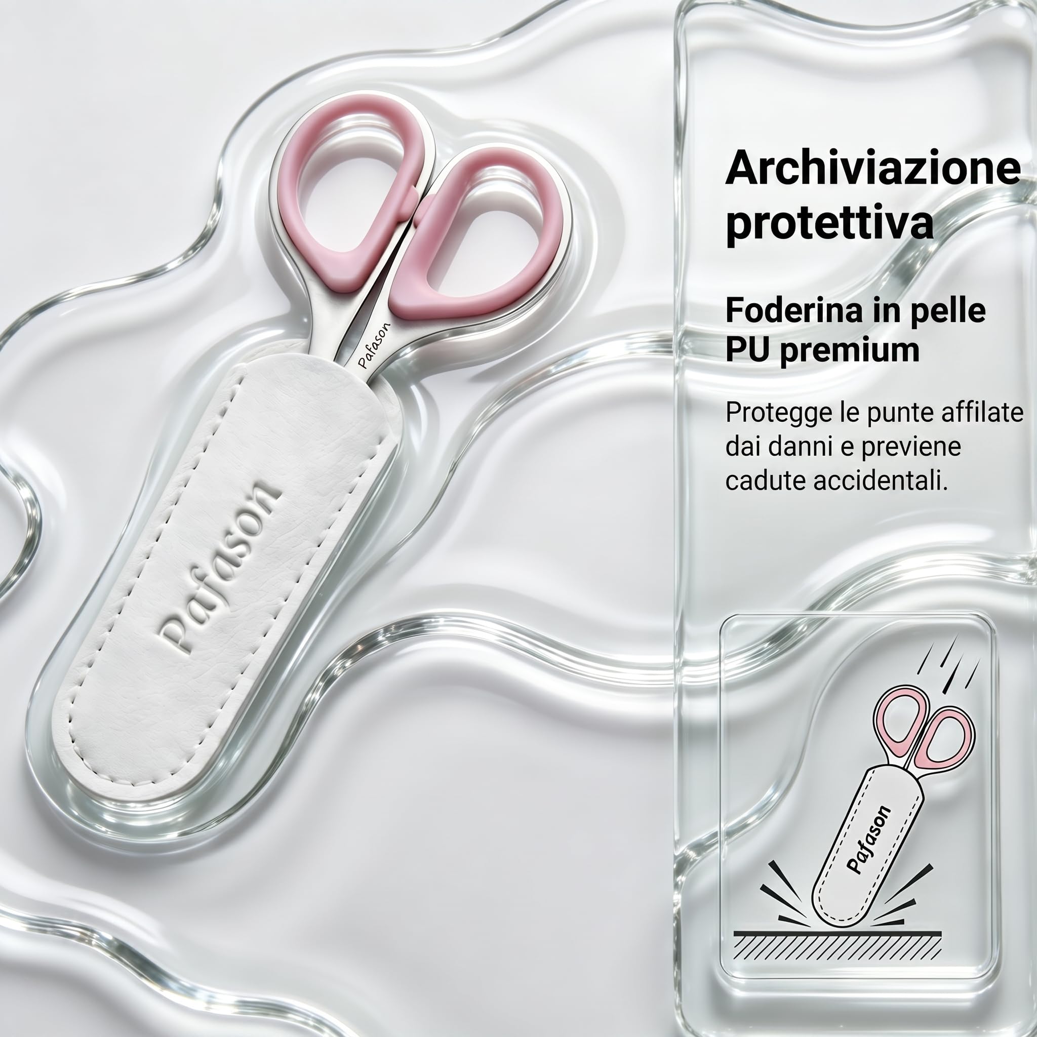 PAFASON Piccolo Cuticole Forbici Set, 2 Pezzi Multiuso Curvo Dritto Precisione Punta Manicure Pedicure Bellezza Toelettatura Strumento per Unghie Pelle Secca, Custodia Pelle Premium