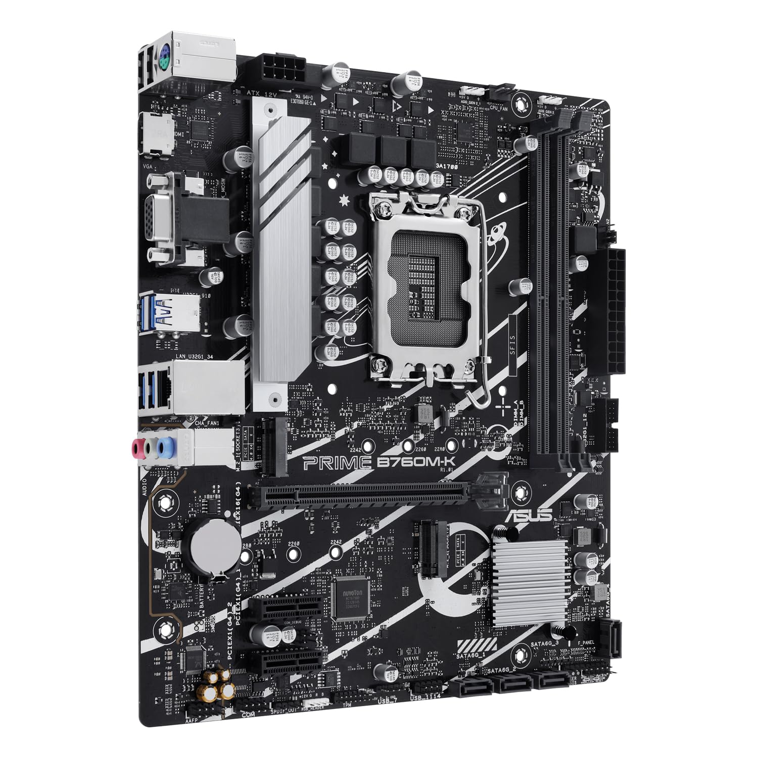 ASUS Prime B760M-K Placa Base Intel B760 (LGA 1700 mATX con PCIe 4.0, Dos Ranuras PCIe 4.0 M.2, DDR5, Realtek 2.5Gb Ethernet, VGA, HDMI, SATA 6 Gbps, USB 3.2 Gen 1 Frontal, Aura Sync), Negro | LGA 1700,2 ranuras M.2 PCIe 4.0, DDR5, Ethernet Realtek 2.5Gb,