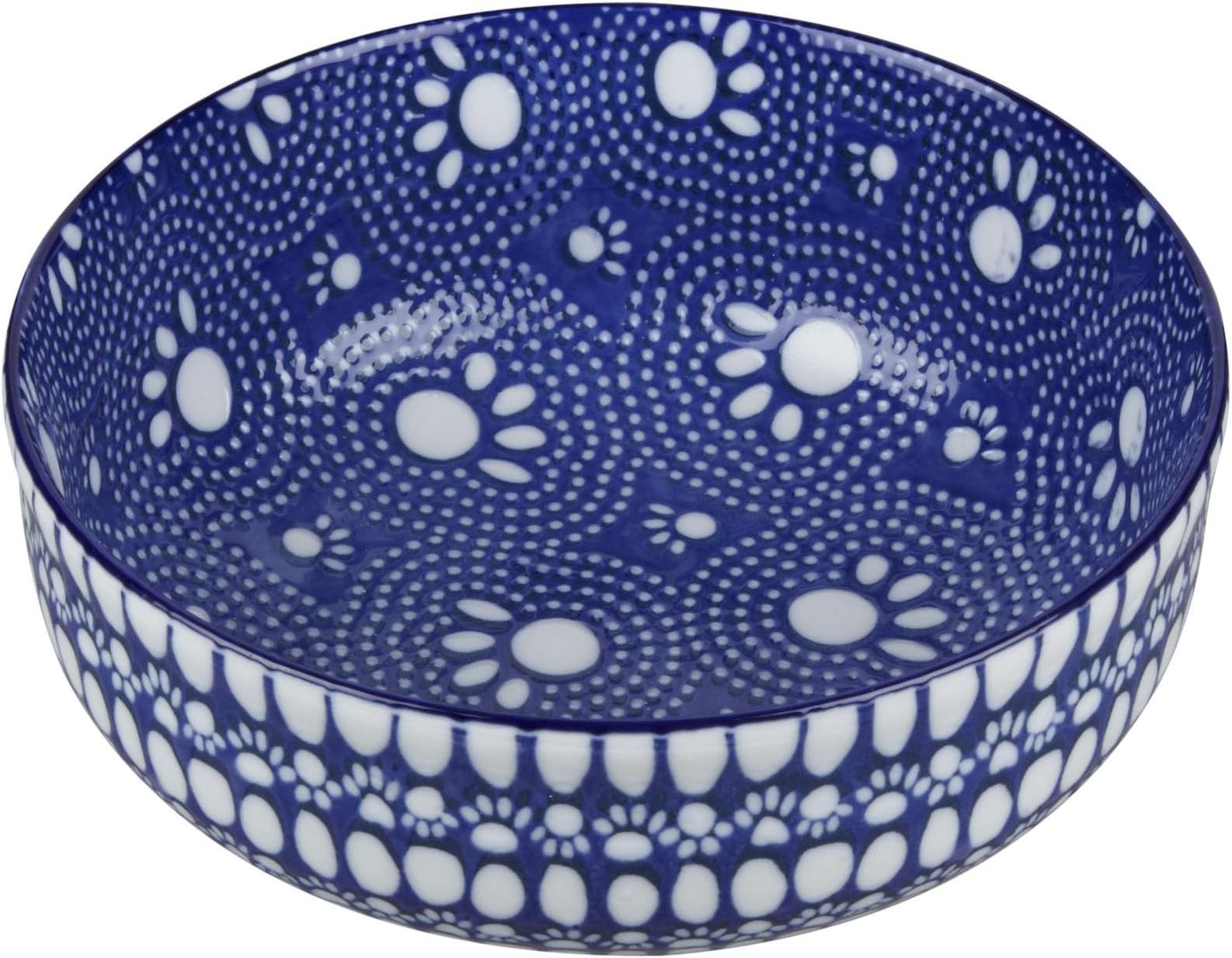 Ore Pet Speckle & Spot Ceramic Deep Bowl - Bandana Blue - 2 Cups