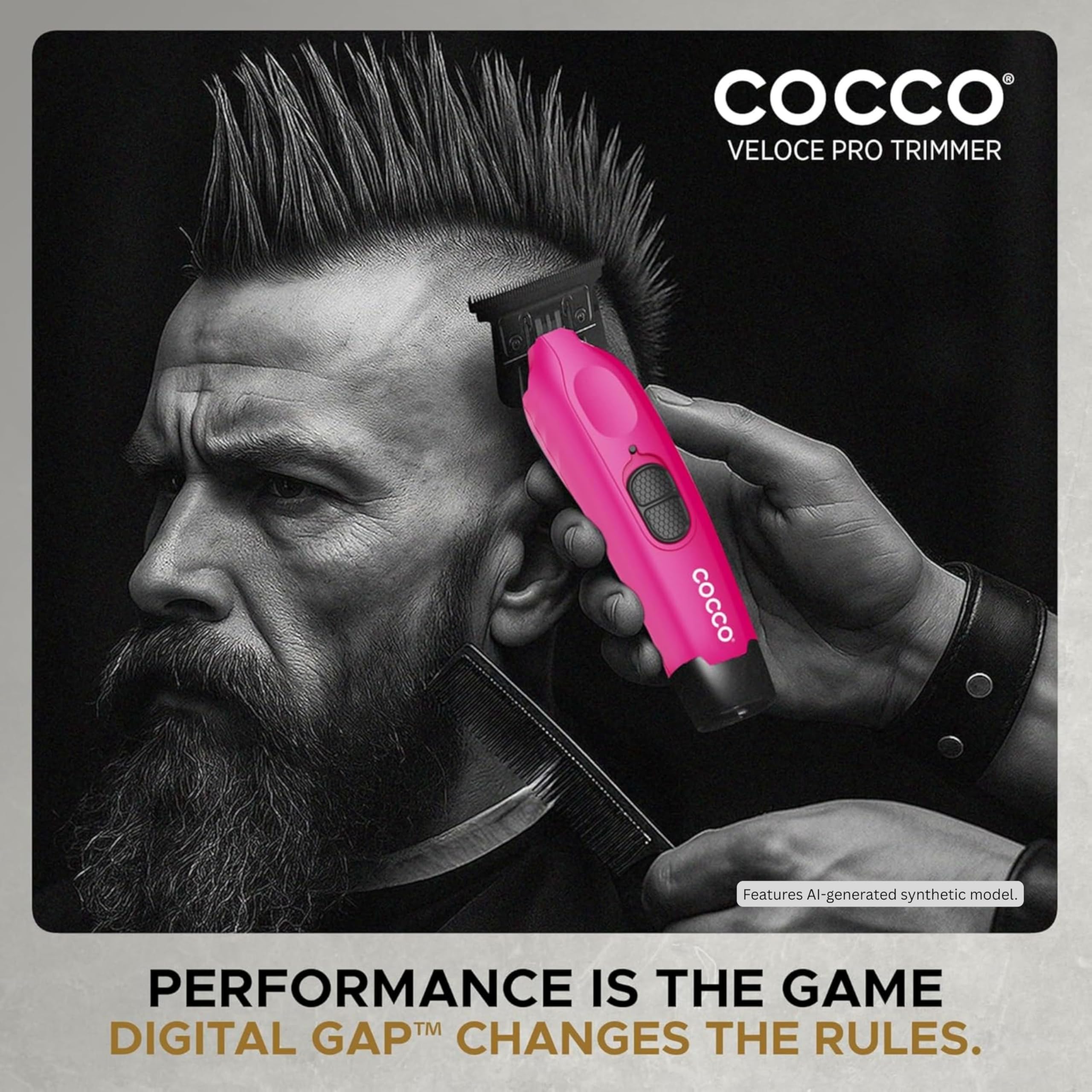 Cocco Hyper Veloce Pro - Recortadora digital, bordeadora de hoja de grafeno, motor BLDC sin escobillas de alto par, inalámbrico, diseño totalmente metálico, batería de iones de litio, base de carga