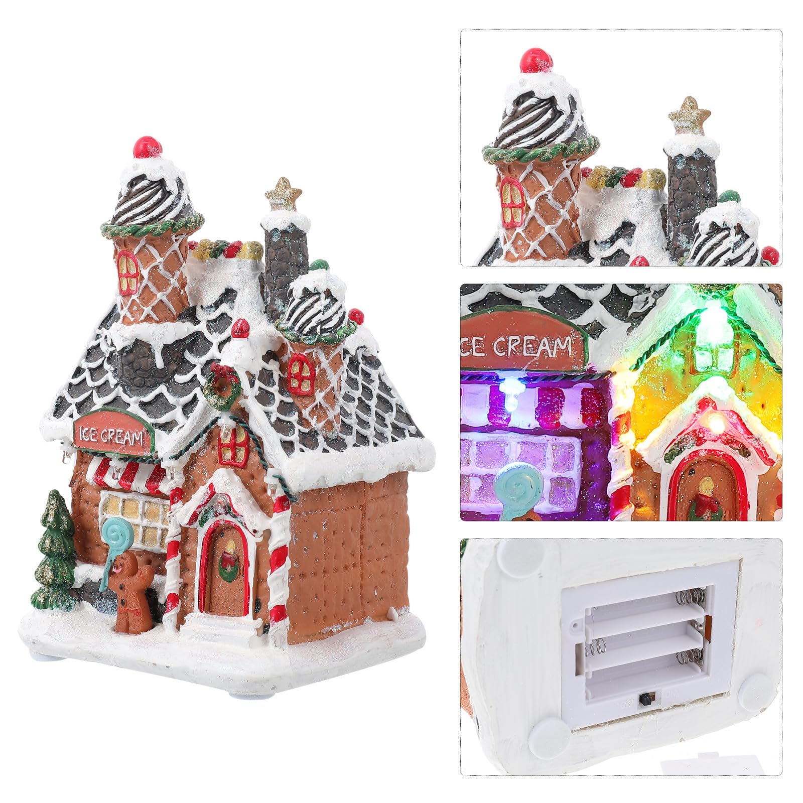INOOMP Casa Luminosa Natalizia in Resina Luci Led, Decorazione da Tavolo per Camera o Ufficio, Design Raffinato e Atmosfera Festiva di Natale