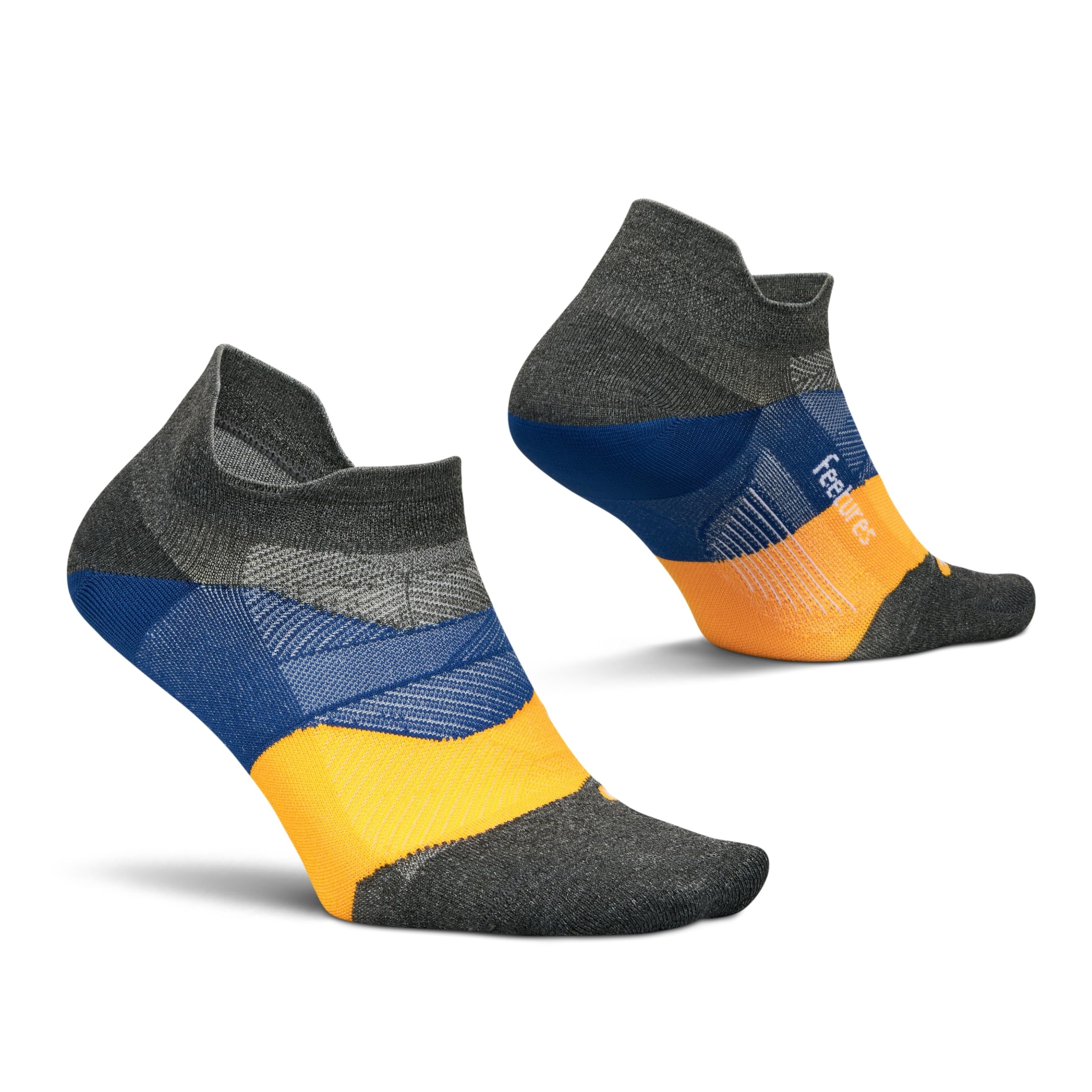 Feetures Elite Ultra Light Cushion No Show Tab Ankle Socks - Targeted Compression Sports Socks - (1 Pair), L