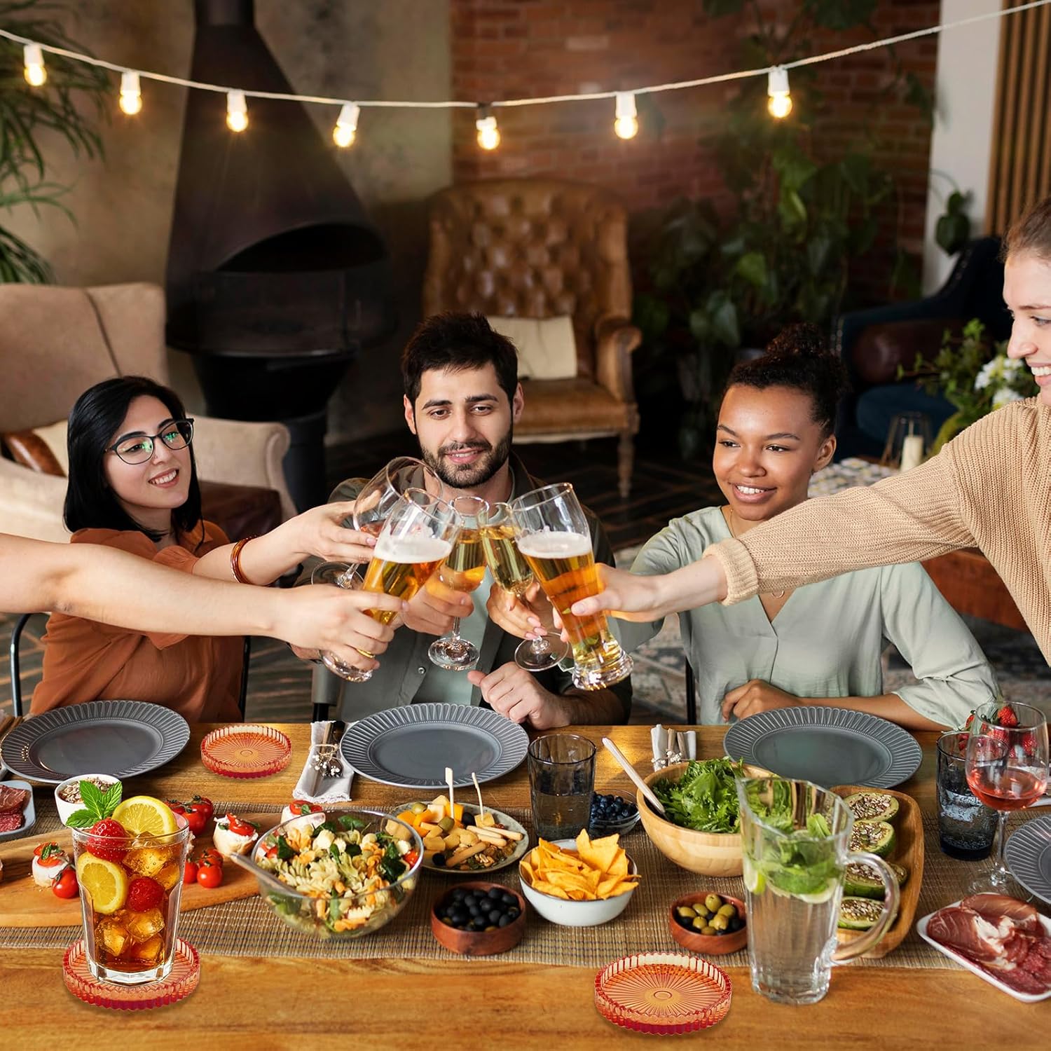 Glass Coasters 12 Pack,Round Cup Coasters,Crystal Coasters Coffee Coaster Table Coasters Pub Coaster,Glass Tray,Cup Pallet,Jewelry Storage,Amber - Image 6