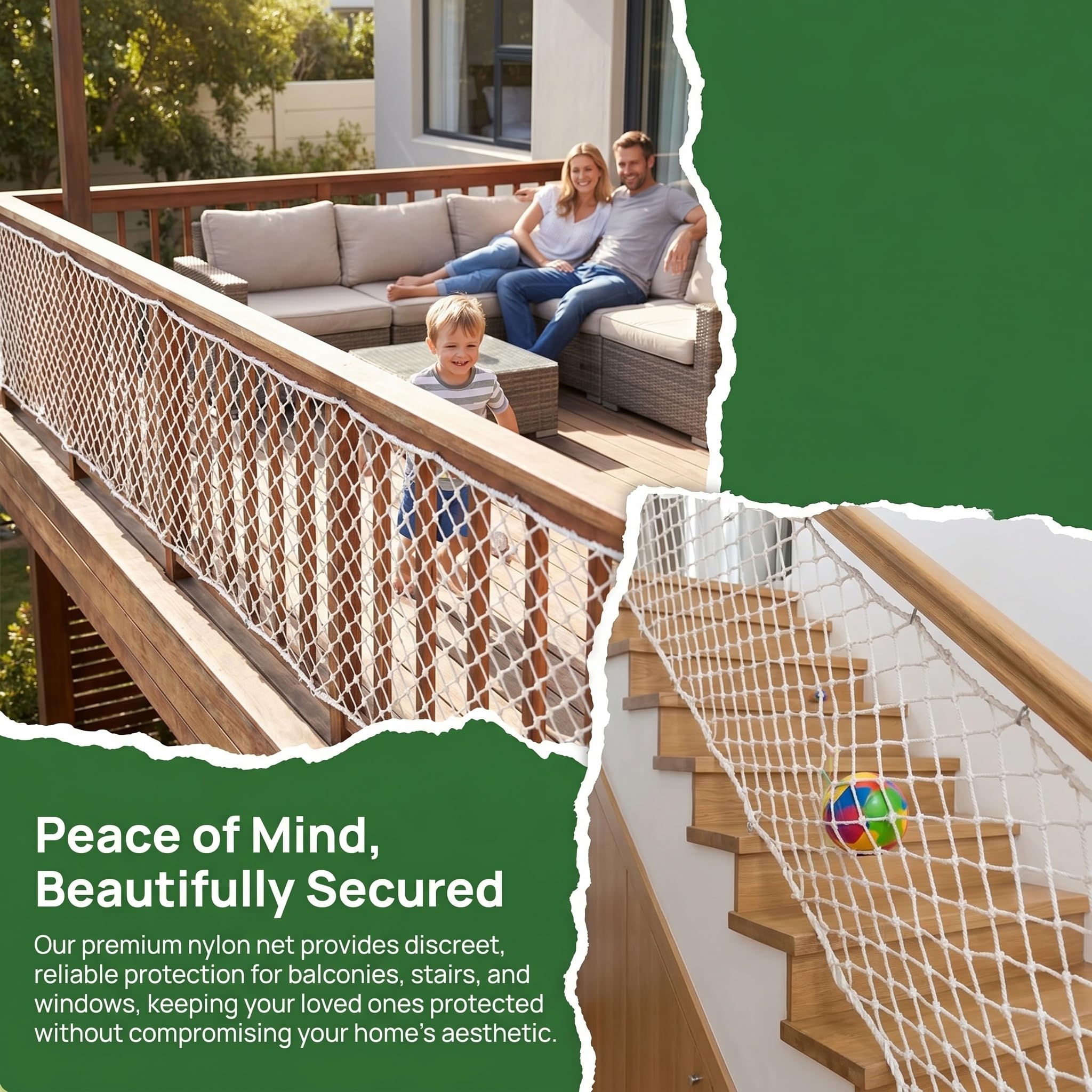 Treppenschutznetz Für Kinder, Fallschutznetz Für Haustiere, Schutznetz Für Den Innen- Und Außenbereich Für Balkon, Fenster, Spielplatz, Gartendekoration, Absturzsicherung White-10cm 1x5m(3x16ft)
