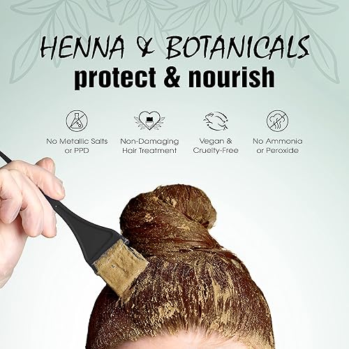 Miniatura 6 de Light Mountain Tinte y acondicionador de cabello de henna, tinte para el cabello castaño medio para hombres y mujeres, polvo orgánico de hoja de