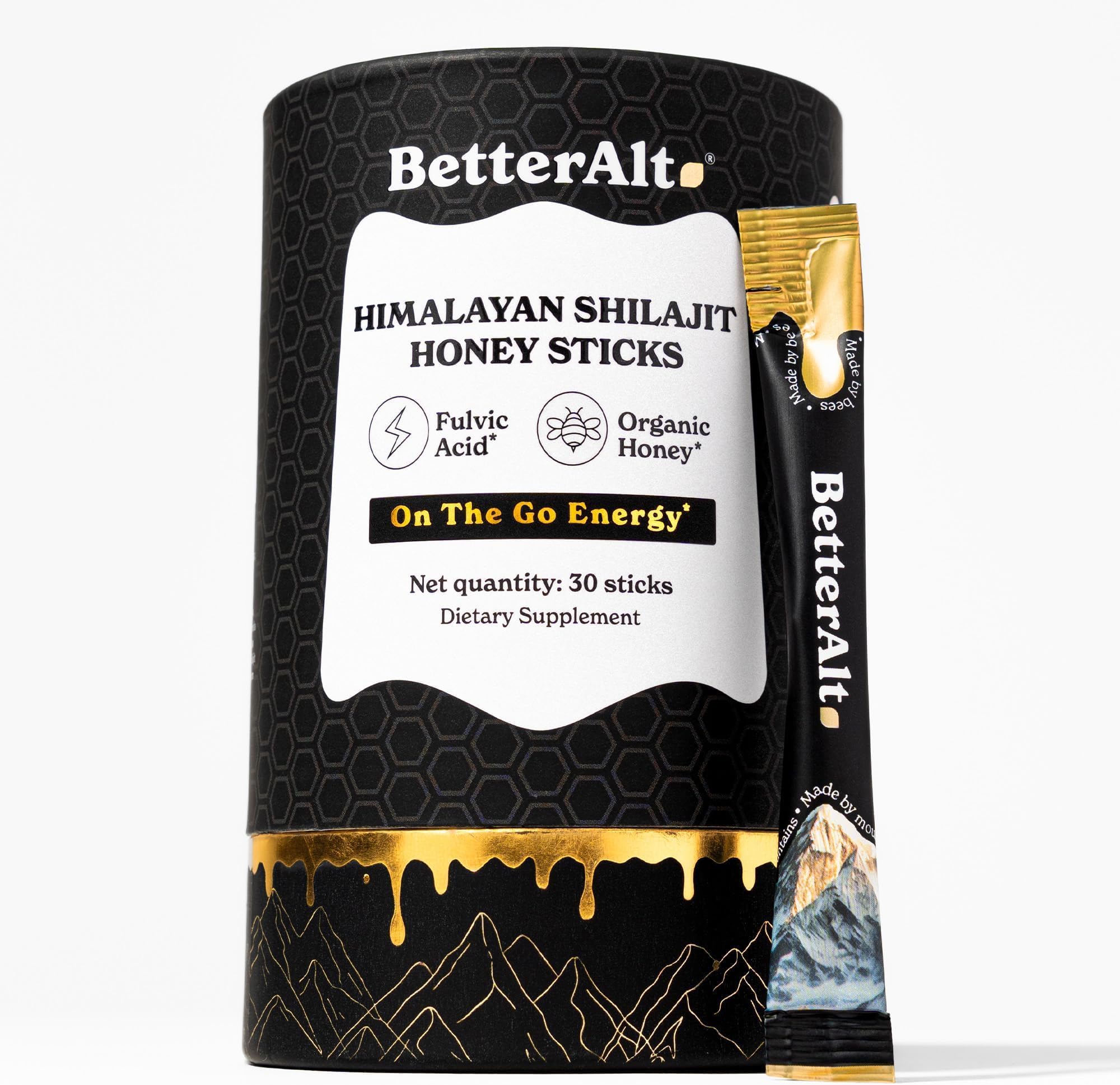 - Better Alt Pure Himalayan Shilajit Sticks with Organic Honey, Saffron | Easy to Consume Shilajit| 30 Sticks for Energy Boost & Immune Support, 85+ Trace Minerals, 75%+ Fulvic Acid