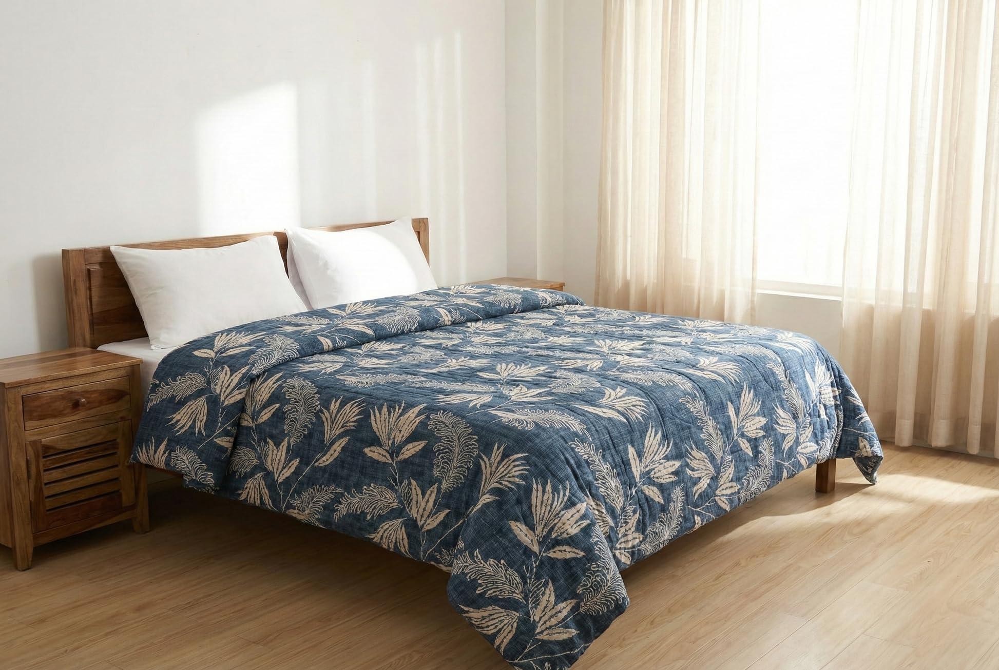 All Seasons Reversible Comforter | AC Blanket & Quilt Dohar | Double Bed 220×230 cm | 220 GSM | Stylish Bedroom Essential Floral Beige. (Botanical Bliss, Comforter Double Bed)-image-34
