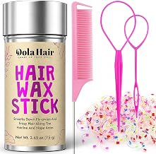Dolahair Hair Wax Stick & Accessories - Flyaway Control for Kids & Women, 50 Pcs Colorful Elastic Hair Bands, 1 Pcs Slick Back Hair Brush, 2 Hair Loop Styling Tools (Pink)