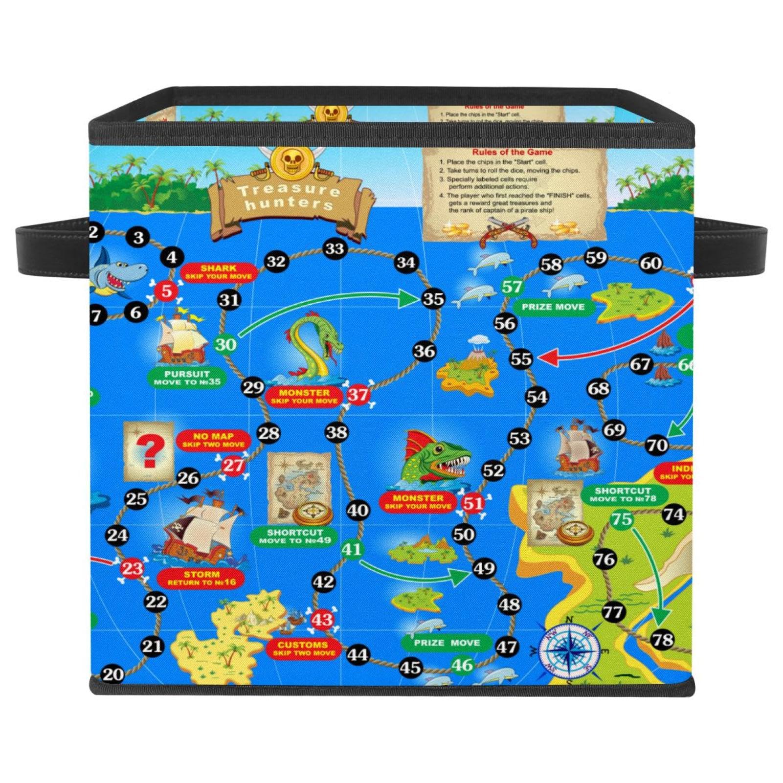 Panier de rangement cube pliable bleu avec poignées solides pour linge et jeux d'enfants