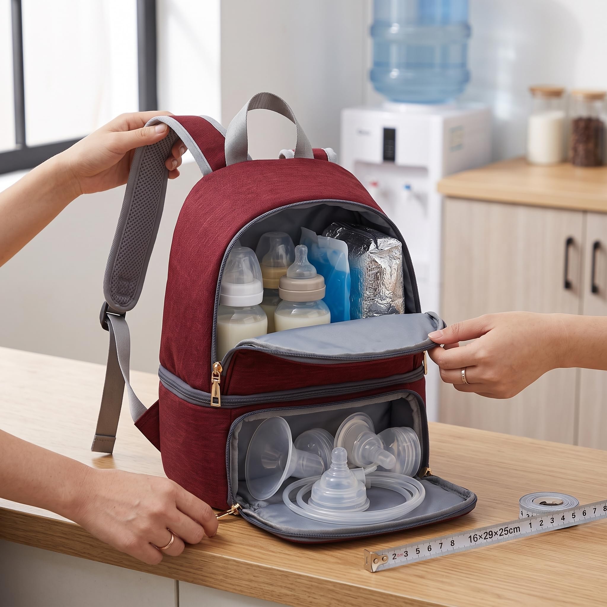 Sac isotherme lait maternel double couche pour allaitement, glacière souple, sac à dos transport, Rouge, Rouge