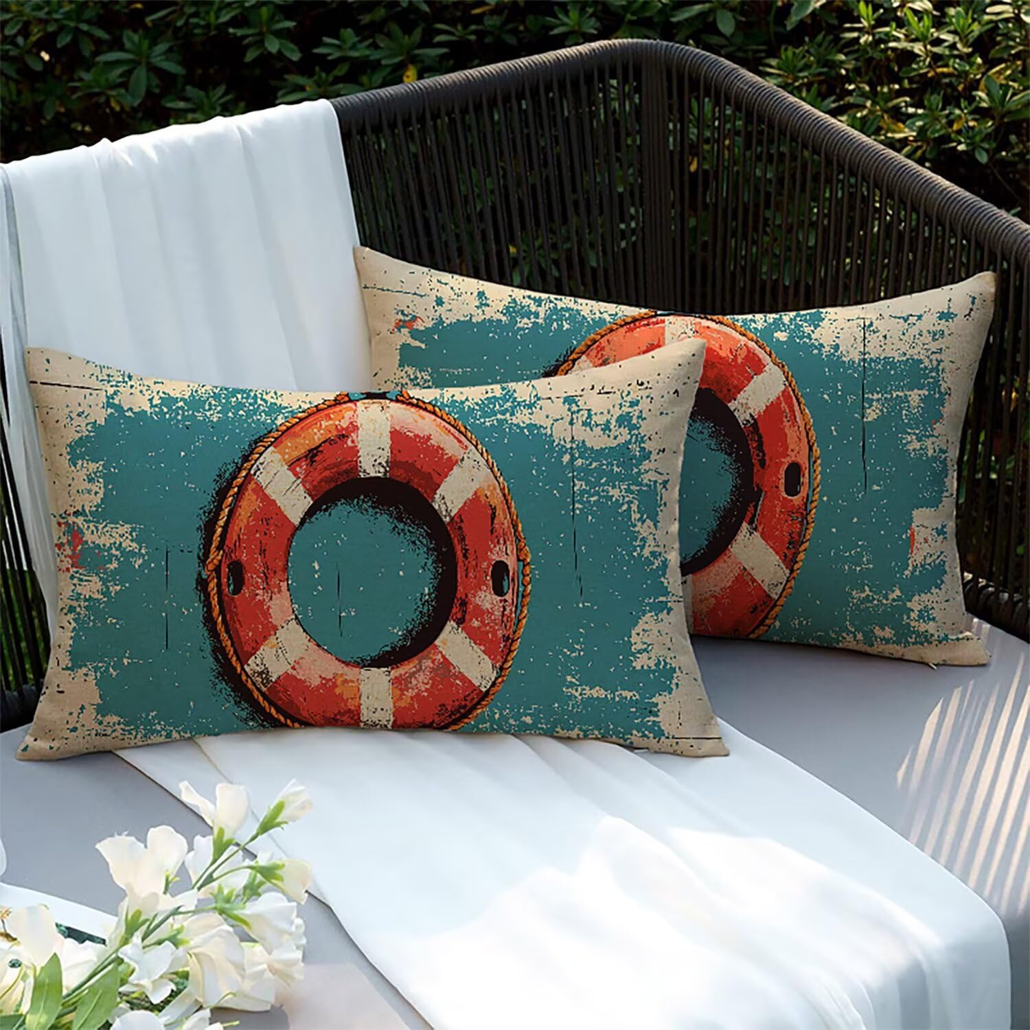 Housse de coussin lin 70x40cm lot de 2 Xlccaioo double face imperméable XC-9461