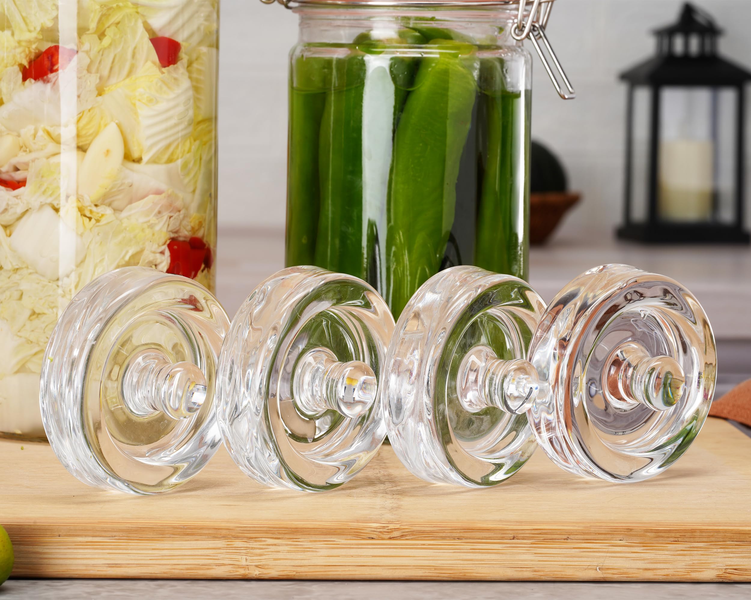 Pesi fermentatori in vetro, 4 pezzi, Ø 8 cm, pesi in vetro per fermentazione, peso fermentazione e pietra di contrappeso per bicchieri di mason a collo largo, crauti, kimchi
