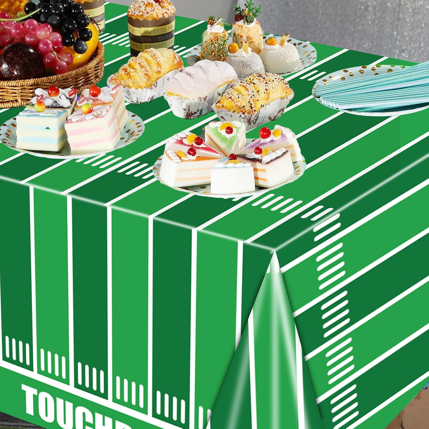 Football Party Decorations Disposable Tablecloth Plastic Touchdown Table Cover Perfect for Super Bowl Football Birthday Party Decorations and Gameday Tailgate Decorations 54 X 108Inch, 3 Pack