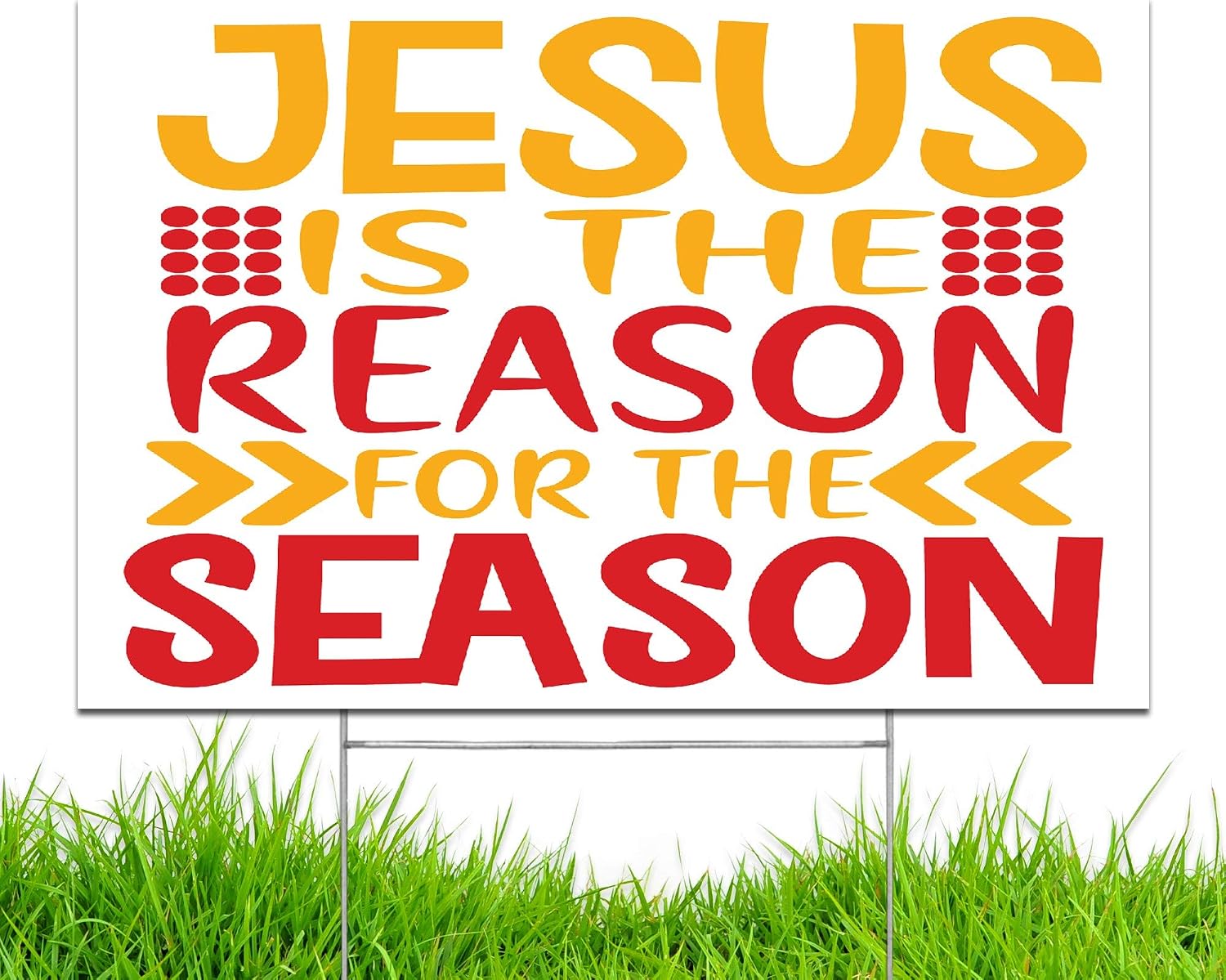 Yard Sign Jesus is The Reason for The Season Winter Holiday Decoration Lawn Signage (18" x 12") with 15-inch Heavy Duty Stake Design D1 (2)