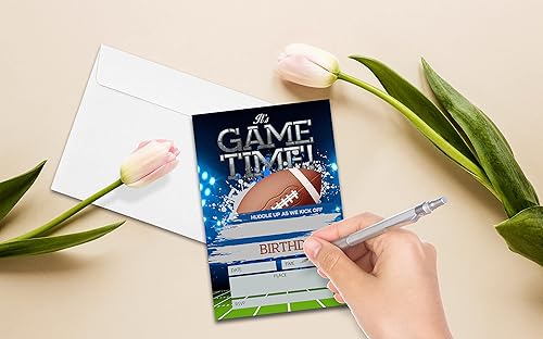 Miniatura 4 de Invitaciones deportivas para fiestas de cumpleaños para niños o niñas, suministros para fiestas de cumpleaños temáticas de fútbol, invitaciones de