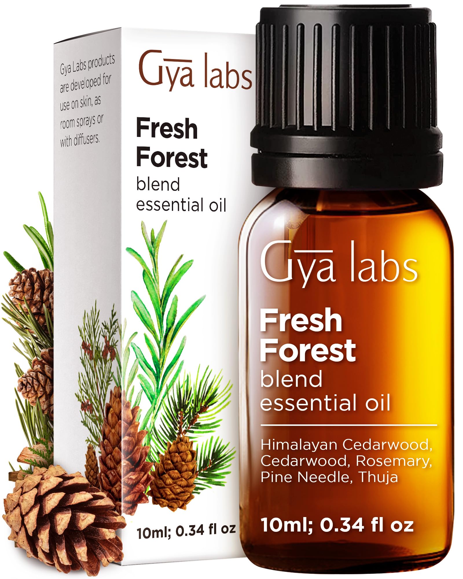 Gya Labs Fresh Forest Essential Oil Blend for Diffuser - Fresh Forest Oil for Aromatherapy, Candle & DIY - 100% Pure Natural Ingredients of Rosemary, Pine Needle, Cedarwood & Thuja(0.34 Fl Oz)