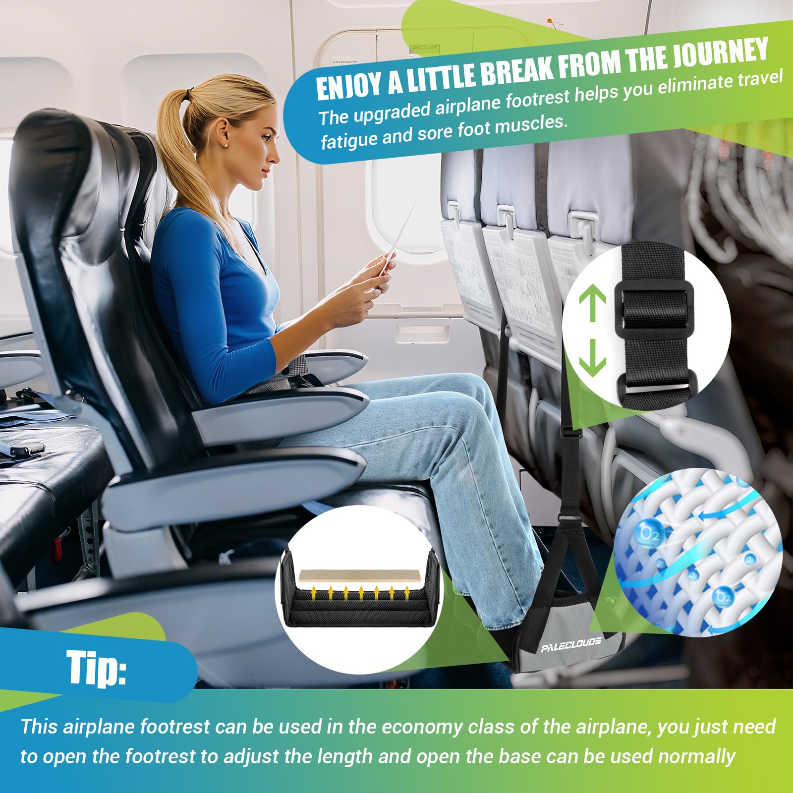 Foot Hammock for Plane Travel No Collapse Thickened Bamboo Airplane Foot Rest for Long Flight Desk Foot Hammock — view 4