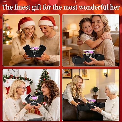 Miniatura 6 de 2 Rosa Preservada de Regalo para Mujeres - Rosa Eterna con Collar "Te Amo" - Regalos Románticos de Cumpleaños para Novia, Mamá, Esposa, Abuela en