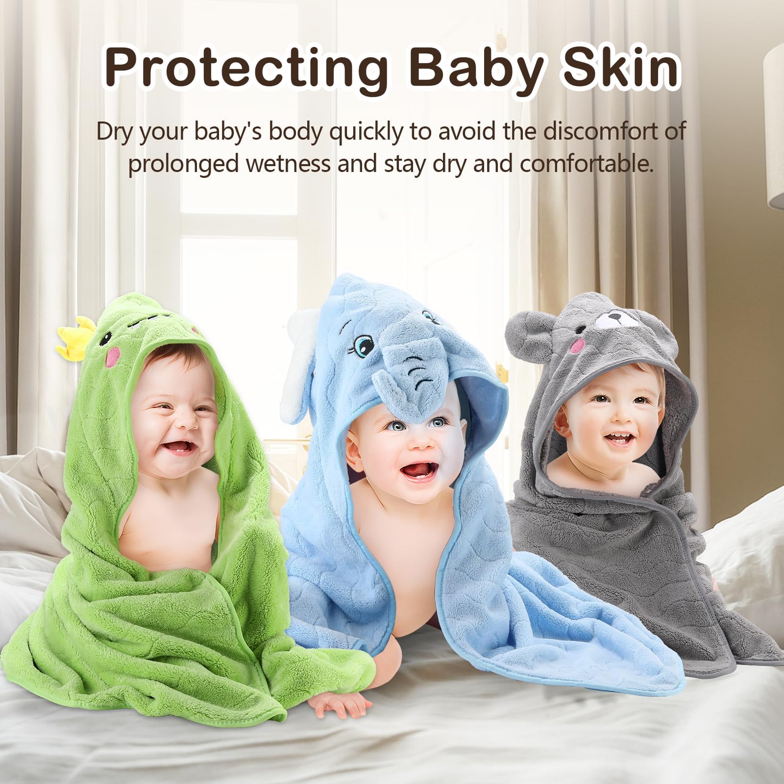 OFUSUY Toallas con capucha, toallas de baño para niños, juego de paños con bonito diseño