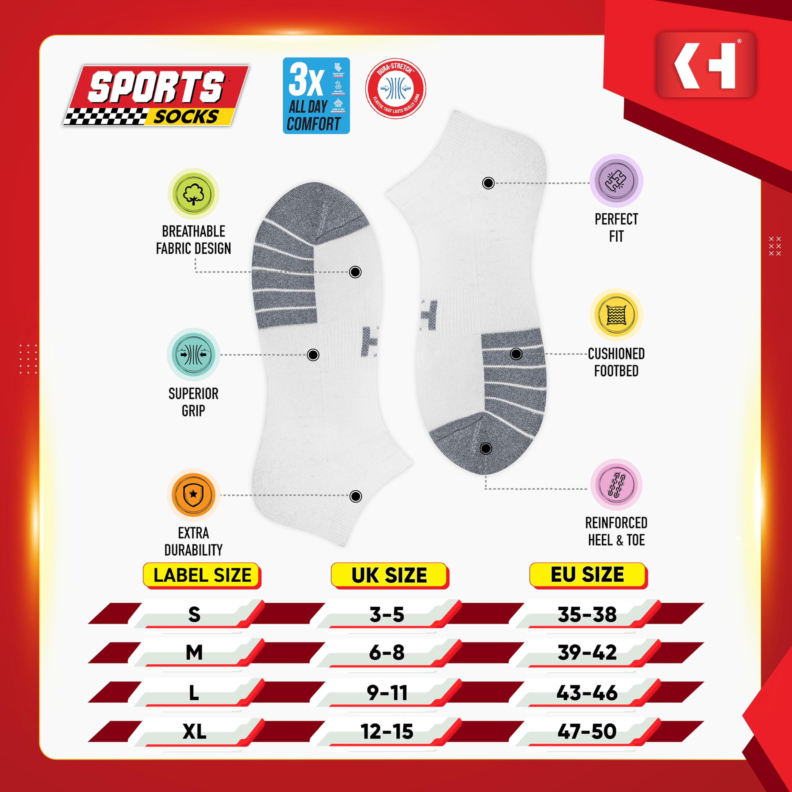 KOPNHAGN Calzini Uomo Corti Calze Donna Corte alla Caviglia Estivi Sportivi in Cotone Spugna, Confezione da 4 Paia