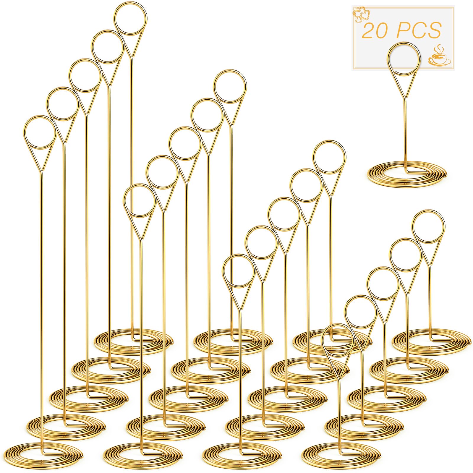 20 Pcs Table Number Holders 4/6/8/10 Inch Place Card Holder, Gold