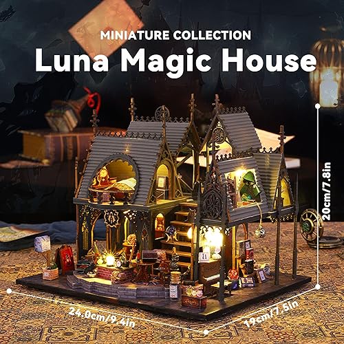 Miniatura 2 de Flever Kit de casa de muñecas en miniatura, habitación creativa con muebles para regalo romántico de obras de arte (Luna Magic House)