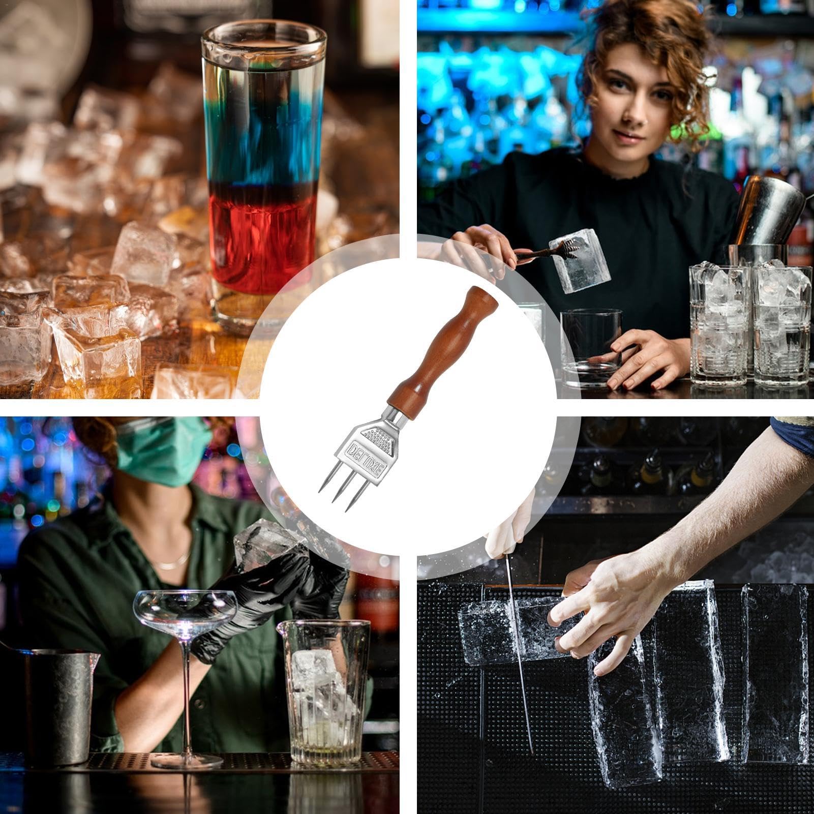 Strumenti per intagliare il ghiaccio - Strumenti per intagliare il ghiaccio, Pratico rompighiaccio per vino - Piccone per ghiaccio a tre punte, Strumento per rompighiaccio a tre punte, Bar resistente