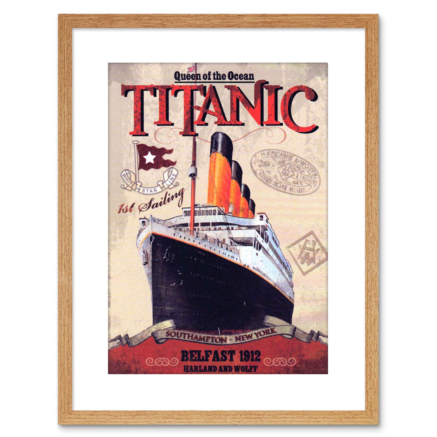 Wee Blue Coo 9x7 '' TRAVEL TITANIC LINER DISASTER QUEEN OCEAN FRAMED ART PRINT F97X1508