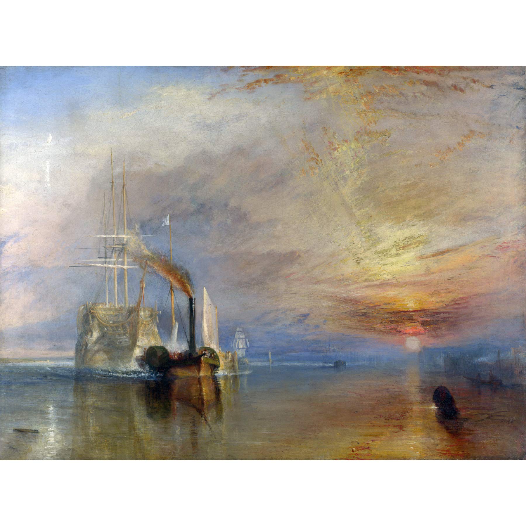 Turner The Fighting Temeraire Ship Painting Premium Wall Art Canvas Print 18X24 Inch