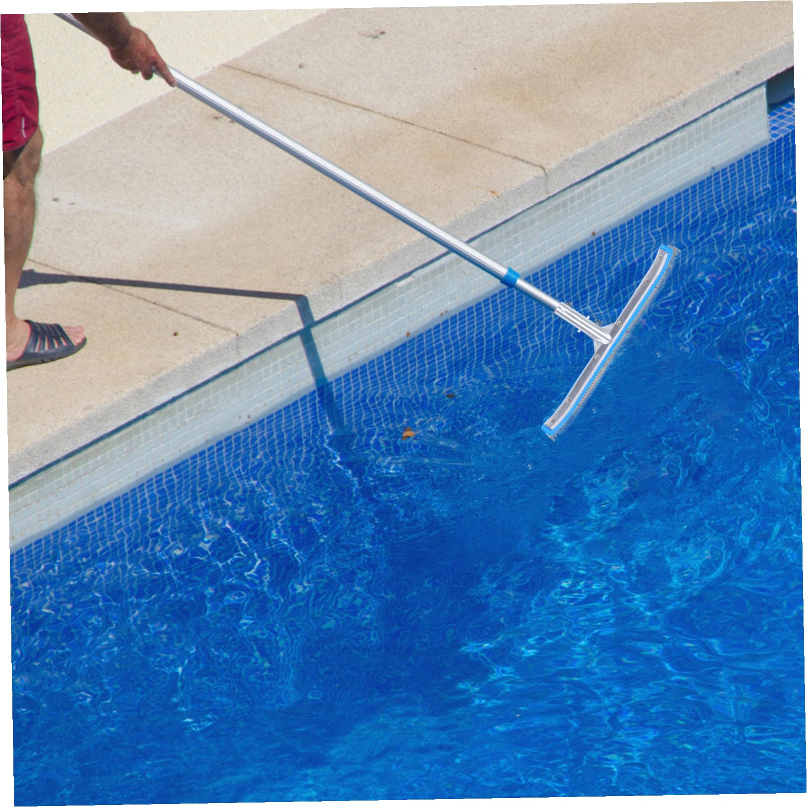 Drahtbürste Schwimmbadbürste zur Poolreinigung mit Aluminiumgriff und Stahlborsten Robuste für Boden und Wände für Outdoor Gartenreinigung