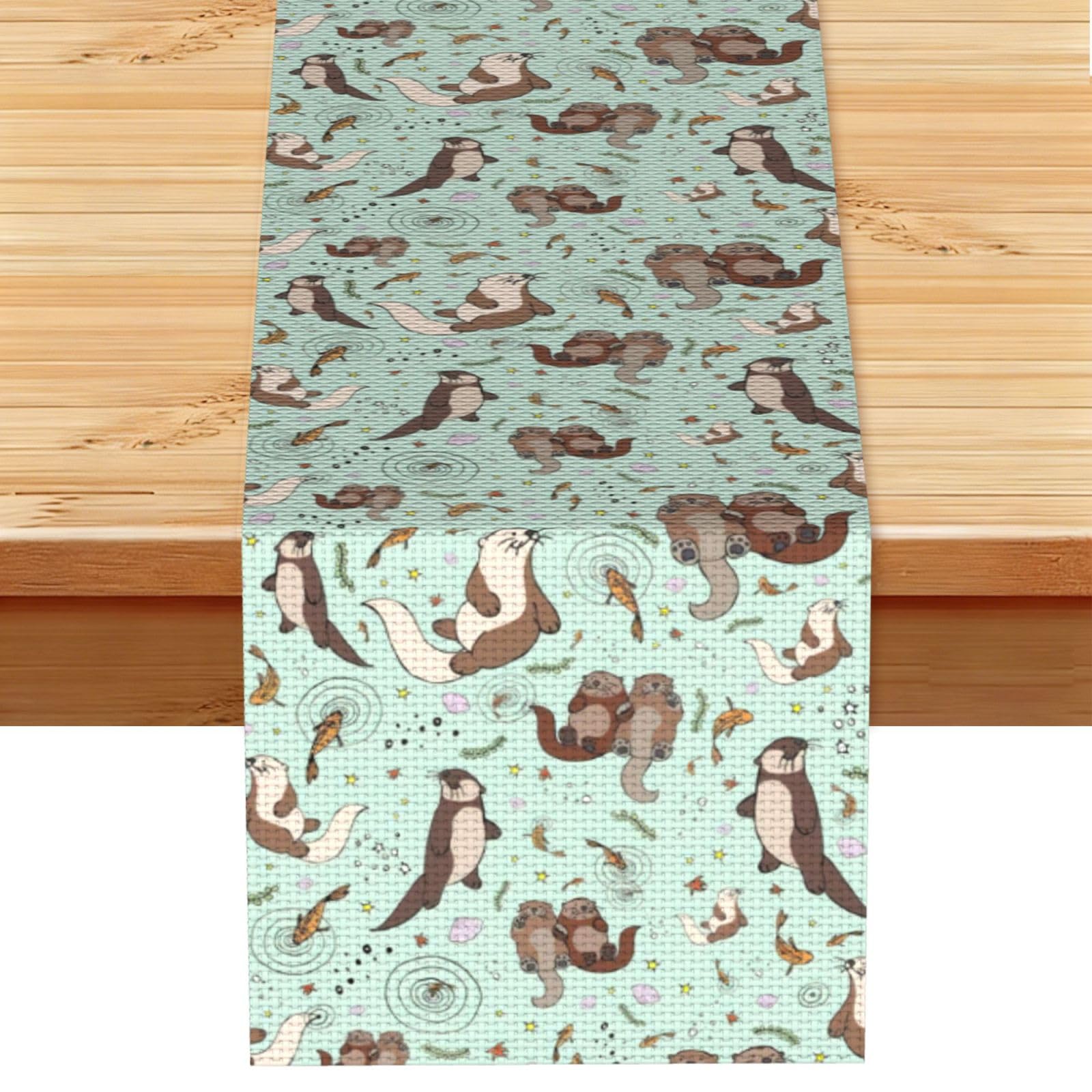 Otters Multi Purpose Table Runner for Home Decor, Printed Table Cloth for Kitchen Table, Countertops & Dining Area
