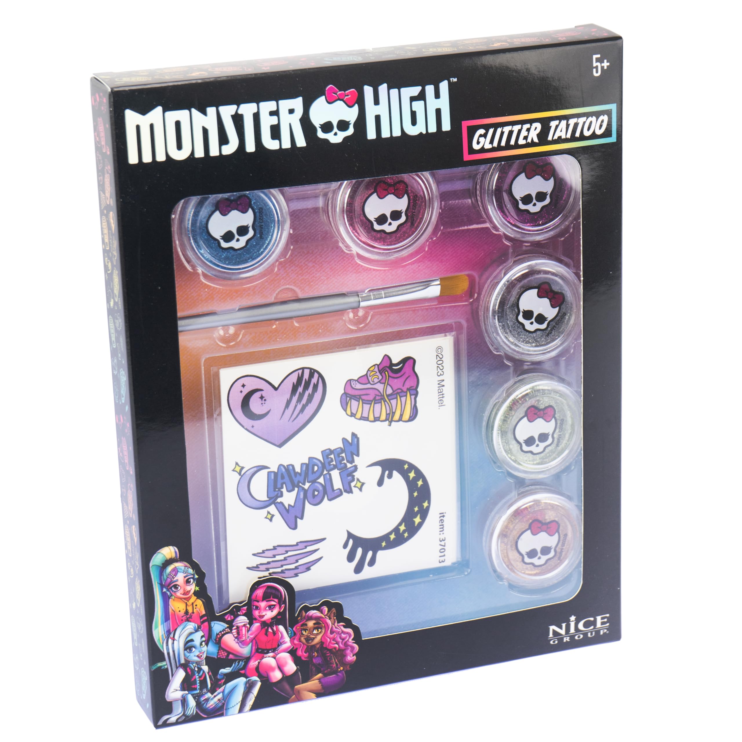 Nice Group - Monster High Glitter Tattoo, zestaw brokatowych tatuaży i pudru dla dzieci